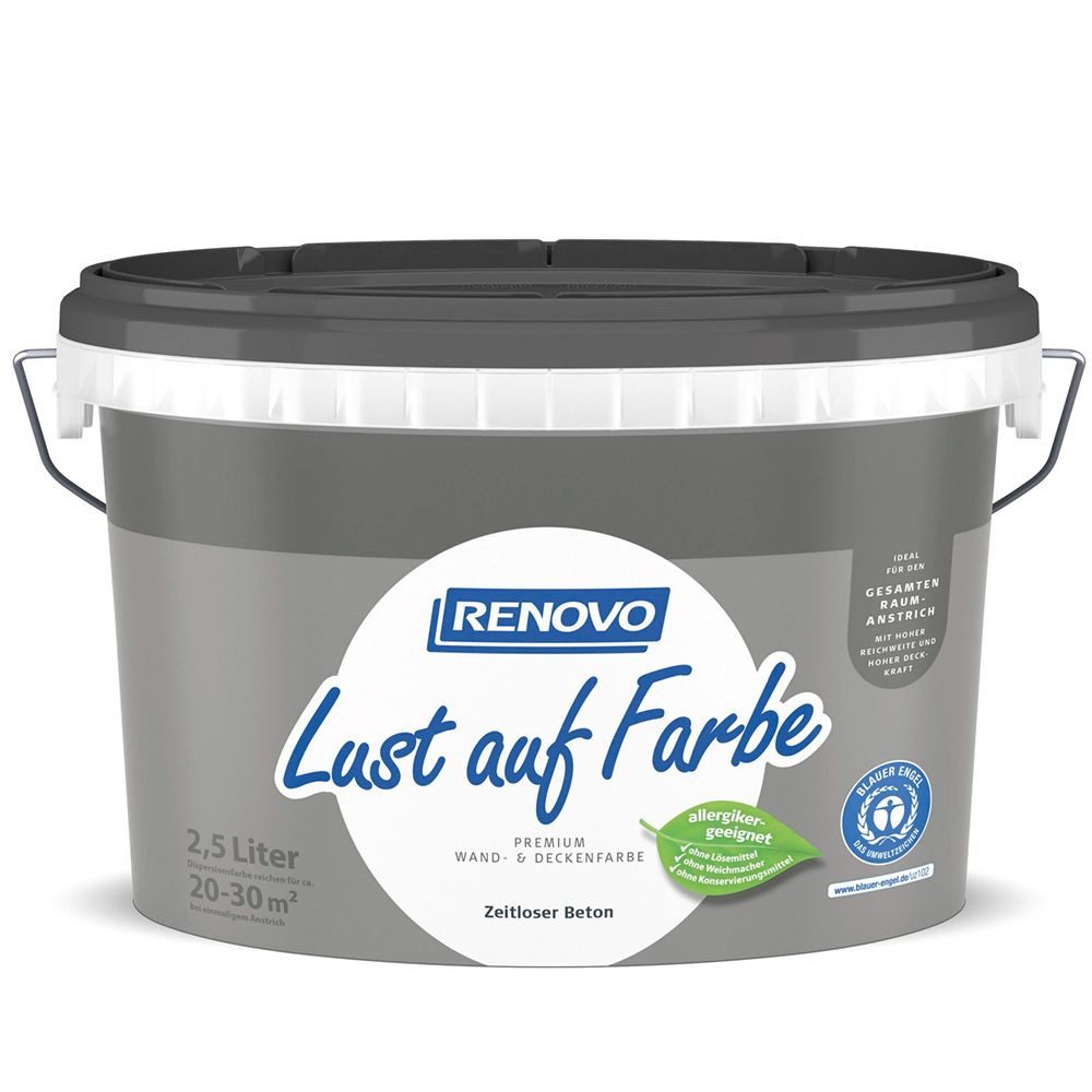Renovo Wandfarbe RENOVO Lust auf Farbe matt 2,5L Zeitloser Beton 7594
