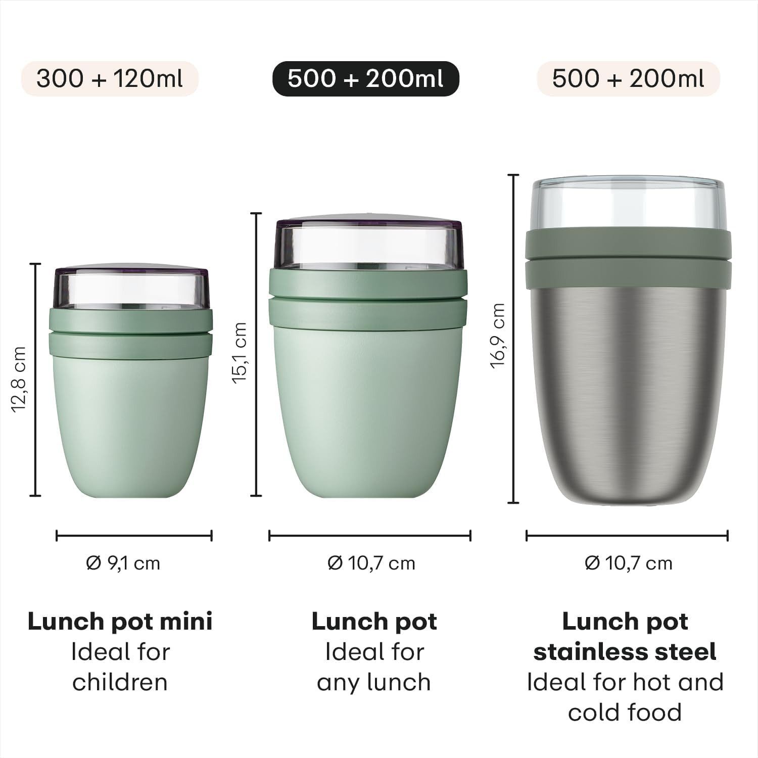 Mepal Lunchbox Lunchpot Ellipse Mixed Mini 300 ml + 120 ml für Joghurt & Müsli, Kunststoff, (Set, 2-tlg), Geeignet für Gefrierschrank, Mikrowelle & Spülmaschine