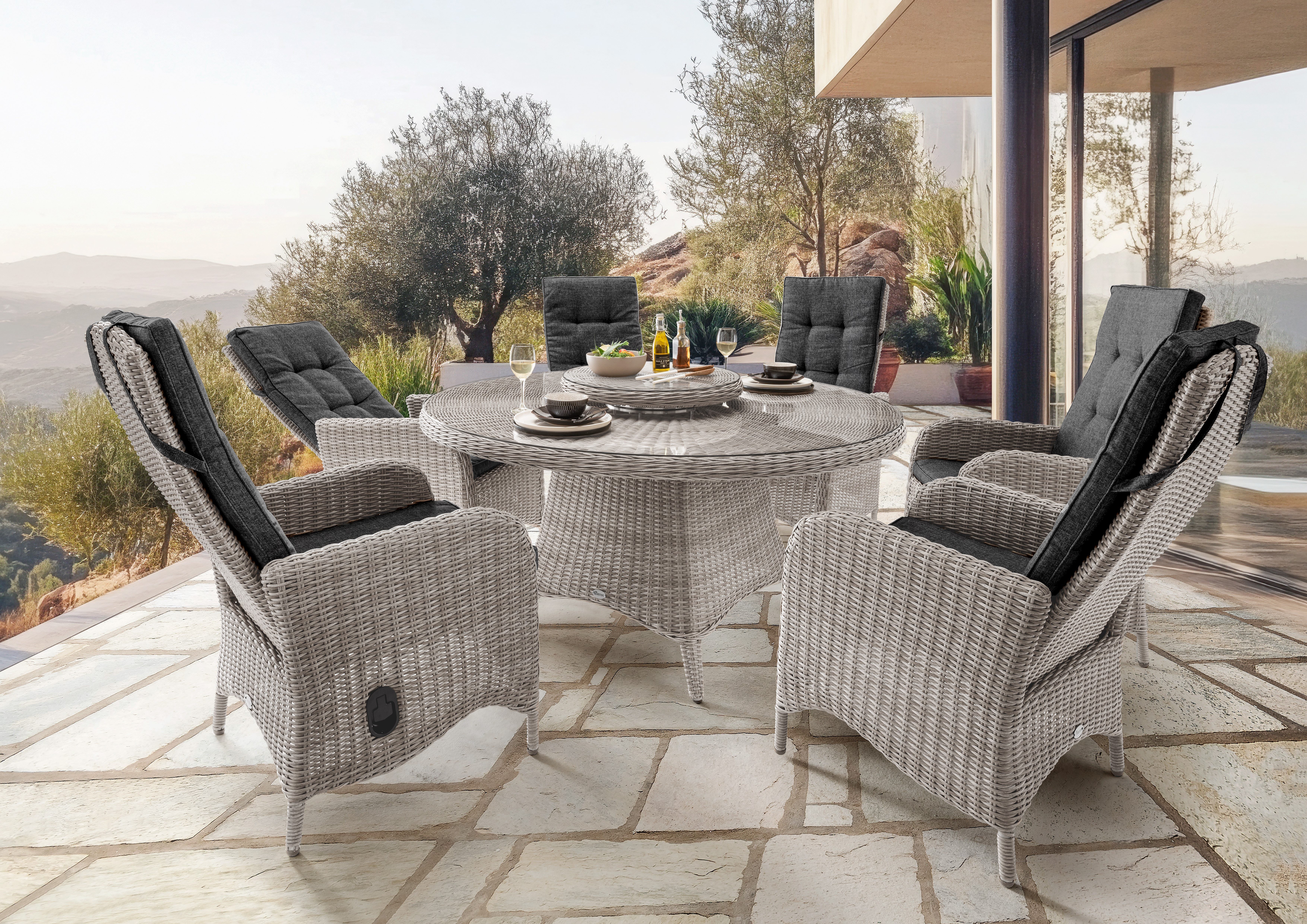 Destiny Sitzgruppe Palma Luna, (Set, 14-tlg), Aluminium, Polyrattan