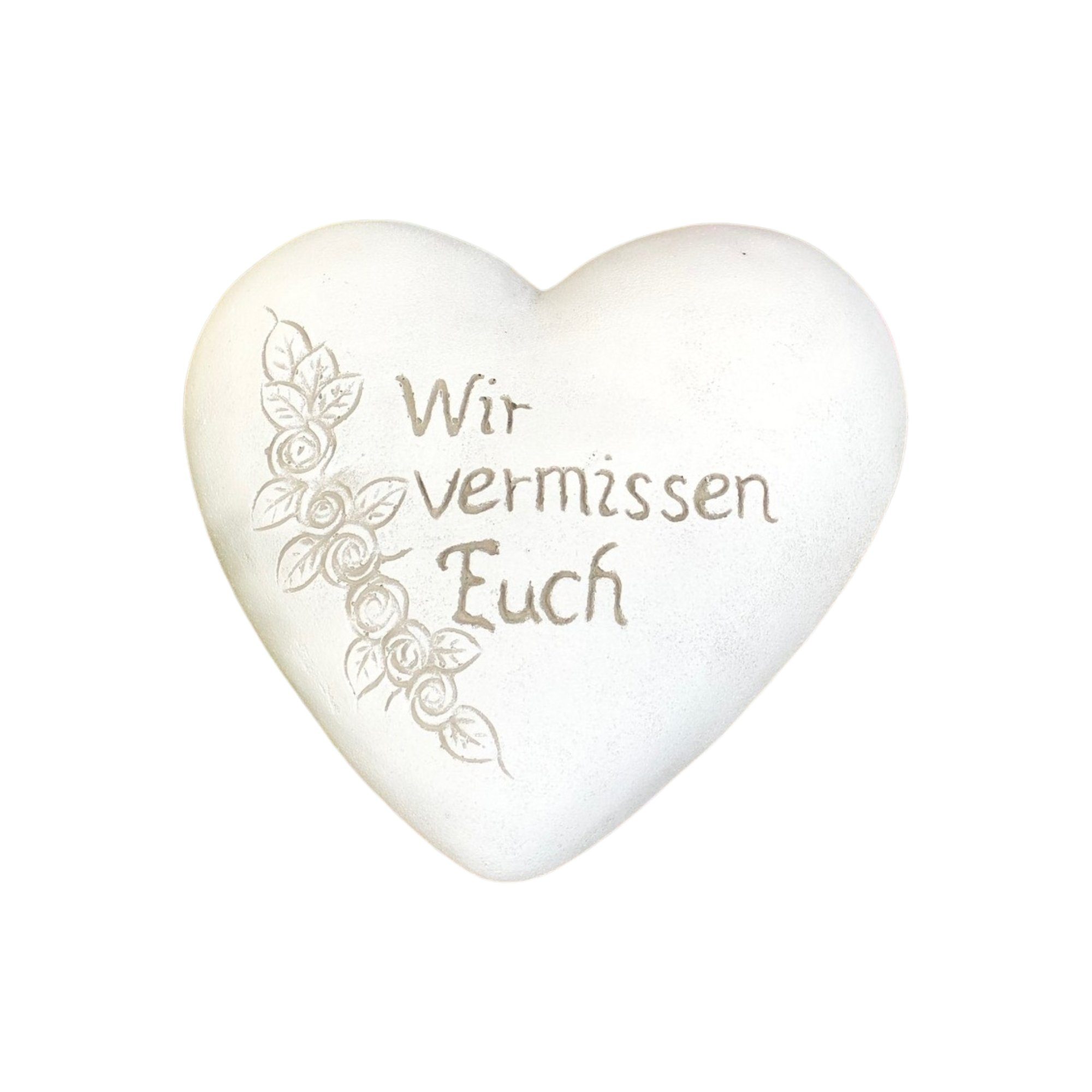 Radami Gartenfigur XXL Grabherz Spruch "Wir vermissen Euch" ca.1300g