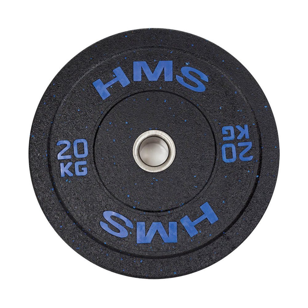 HMS Hantelscheibe Gewichtsscheibe Langhantelscheibe, 20.0 kg, (Spar-Set, 1-tlg., 45 cm Durchmesser leise), Gummi, kalibriert, 51 mm Bohrung, bodenschonend
