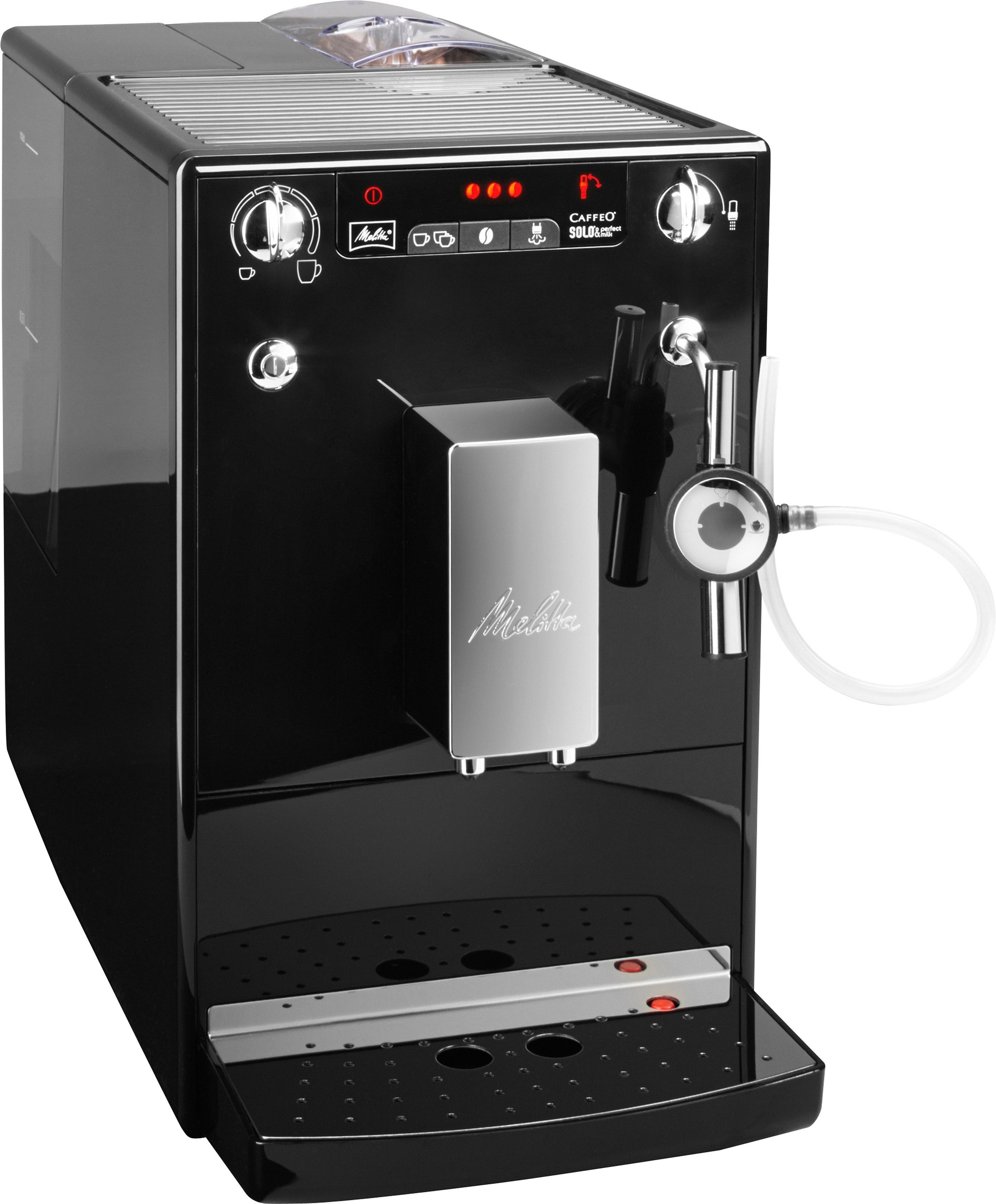 Melitta Kaffeevollautomat Solo® & Perfect Milk E 957-201, schwarz, Café crème&Espresso per One Touch, Milchsch&heiße Milch per Drehregler