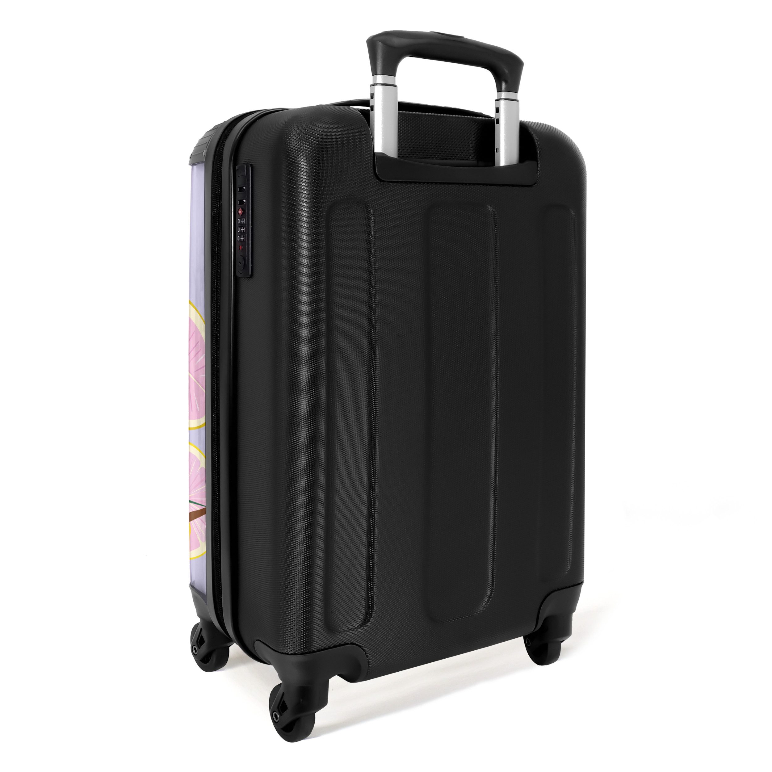 NoBoringSuitcases.com© Hartschalen-Trolley Lila mit gelben rosa Zitronen 55x35x20cm, Handgepäck Koffer & Trolleys, Luggage, Reisekoffer Frauen