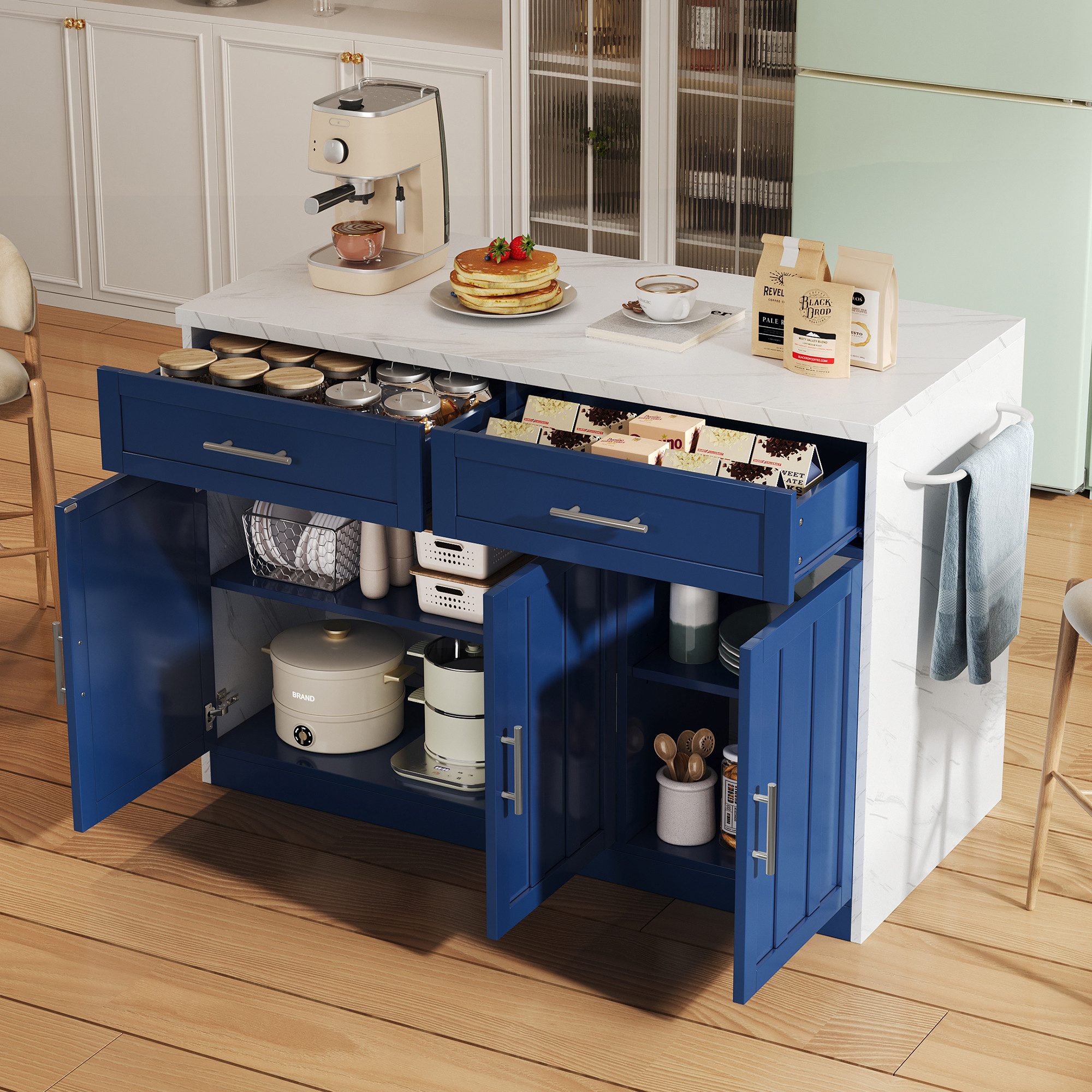 MODFU Кухниwagen Кухниinsel Buffetschrank, (mit Barthekenfunktion, 1 St., 120 × 60 × 91 cm)