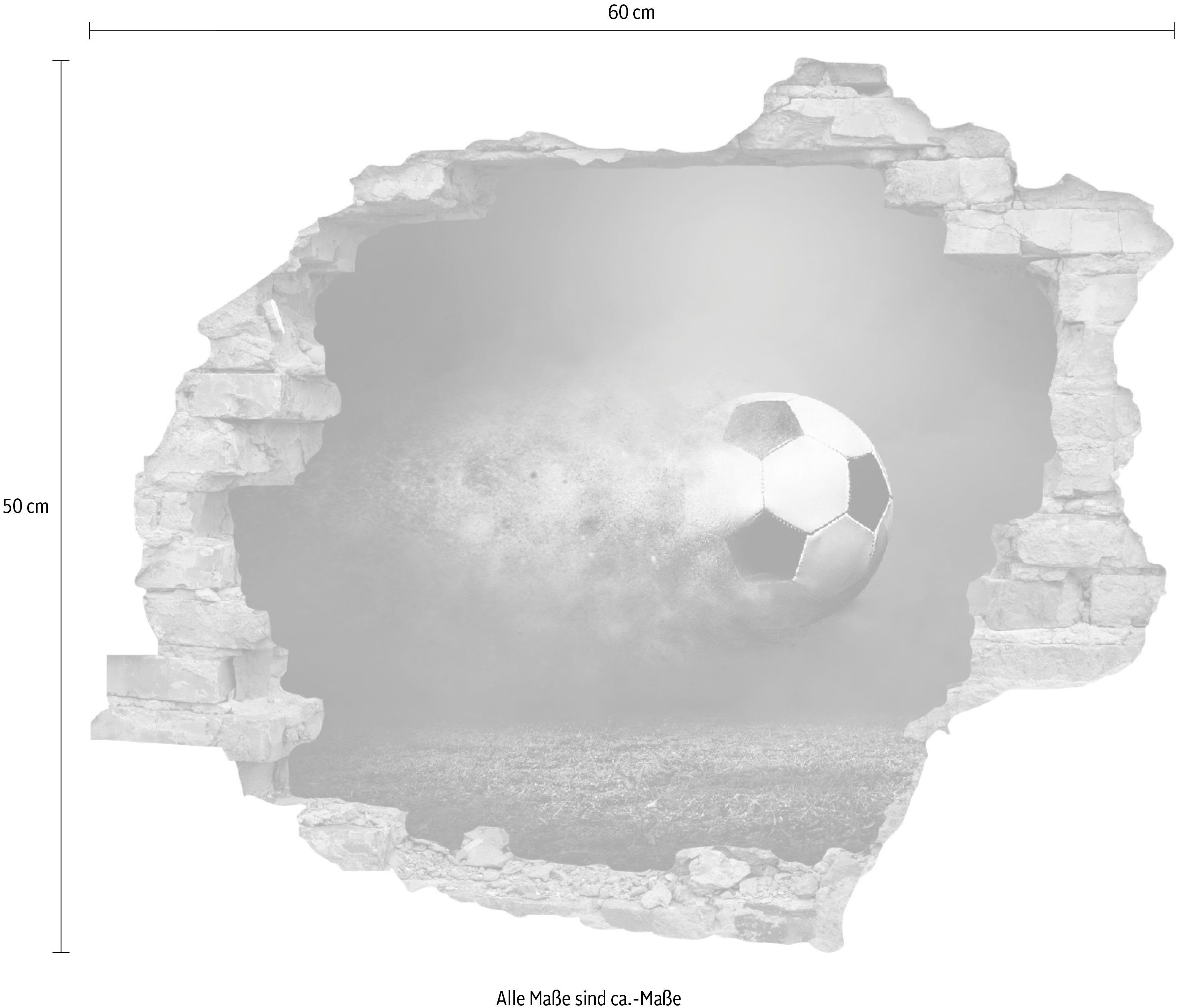 queence Wandtattoo Fußball (1 St), Wandsticker, Wandbild, selbstklebend, 3D, Wanddurchbruch