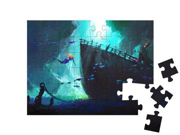 puzzleYOU Puzzle Meerjungfrauen umgeben das gesunkene Schiff, 48 Puzzleteile, puzzleYOU-Kollektionen Illustrationen