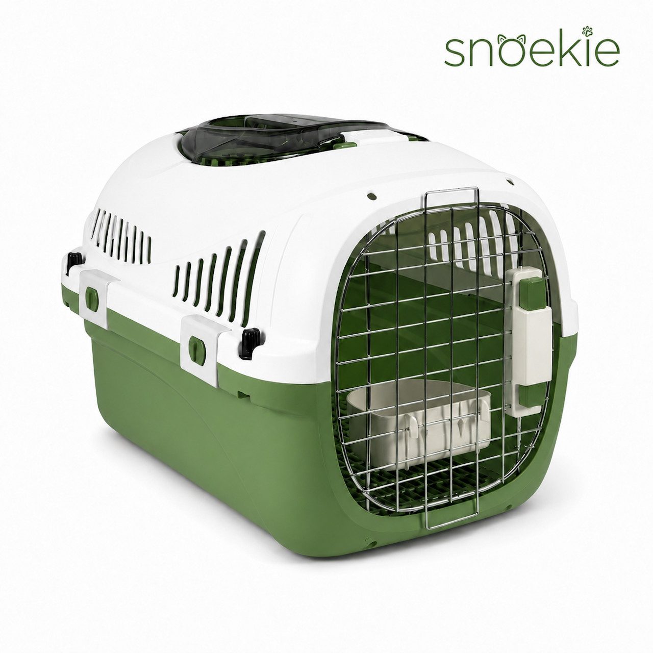 SNOEKIE Tiertransportbox SNOEKIE Transportbox für Katzen & Hunde bis 45 cm Körperlänge Grün bis 15 kg