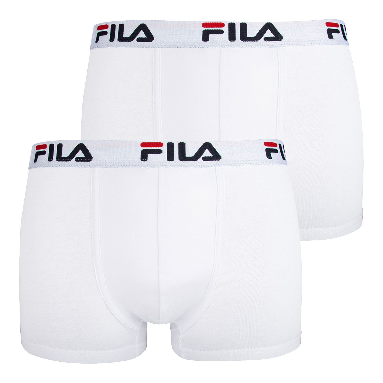 Fila Boxer Man Boxer (2-St., 2 x weiße Boxer) mit Markenschriftzügen auf dem Komfortbund