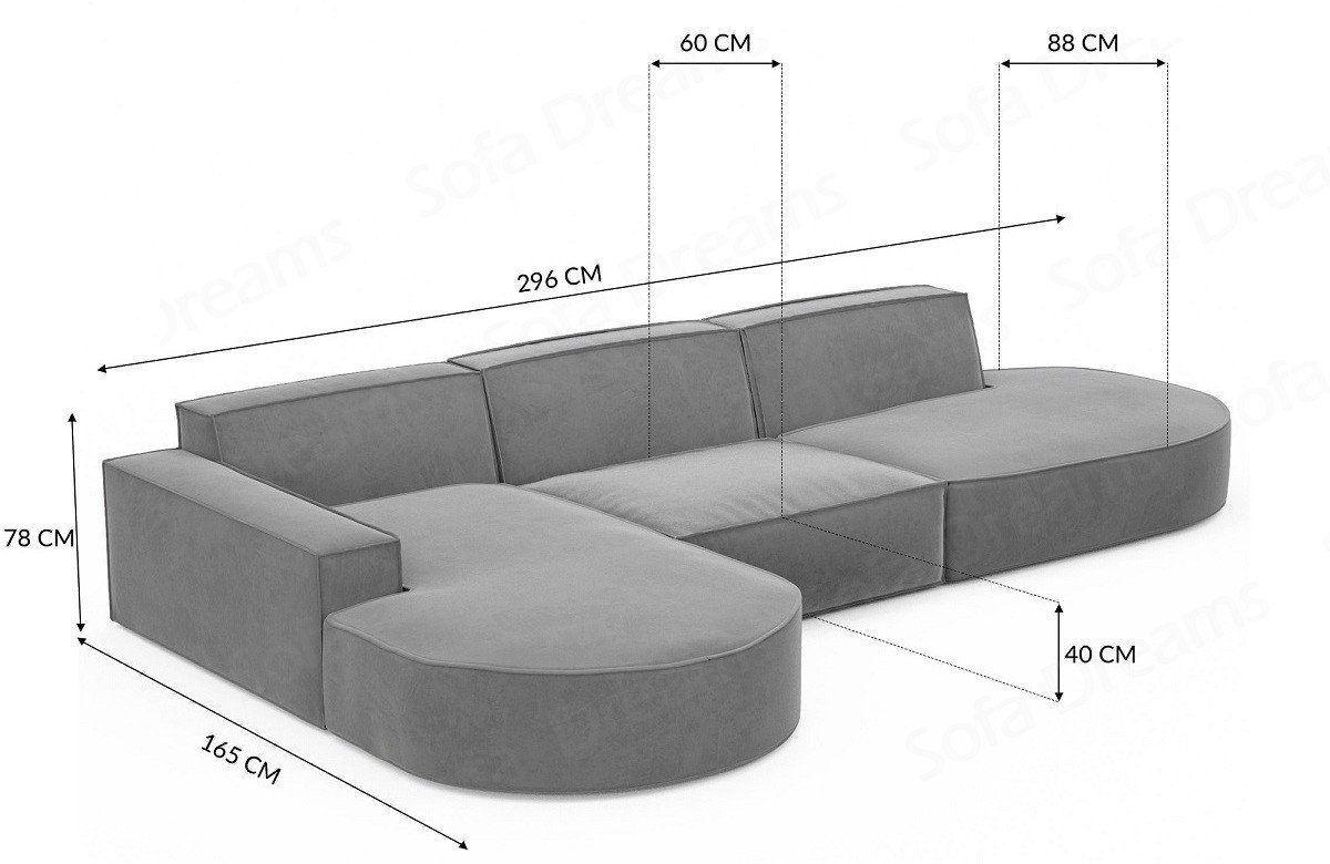 Sofa Dreams Ecksofa Design Stoffsofa Ecksofa Alegranza L Samtstoff hellgrau84 Stoff Lounge Sofa, Loungesofa