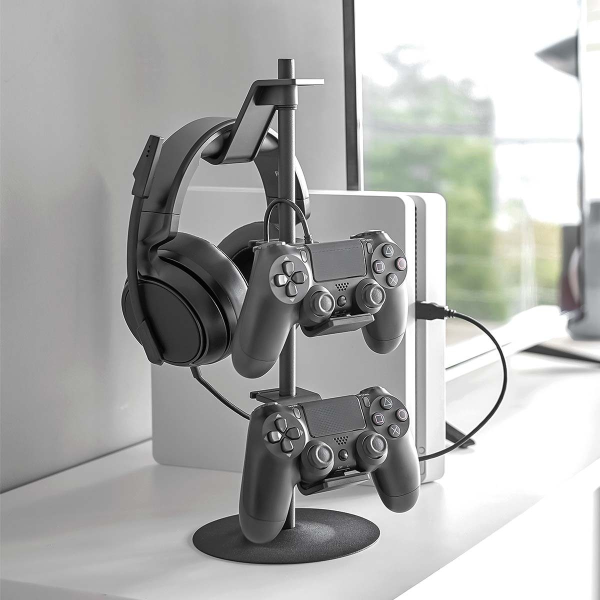 Yamazaki Controller-Halterung "Tower", (bis 1 Zoll, -, Ständer, Headsethalterung, 3 Ablagen)