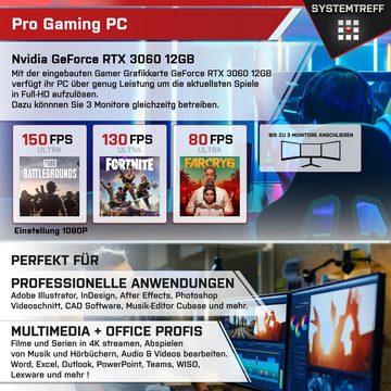 SYSTEMTREFF Basic Gaming-PC (Intel Core i5 12600K, GeForce RTX 3060, 16 GB RAM, 1000 GB SSD, Luftkühlung, Windows 11, WLAN)