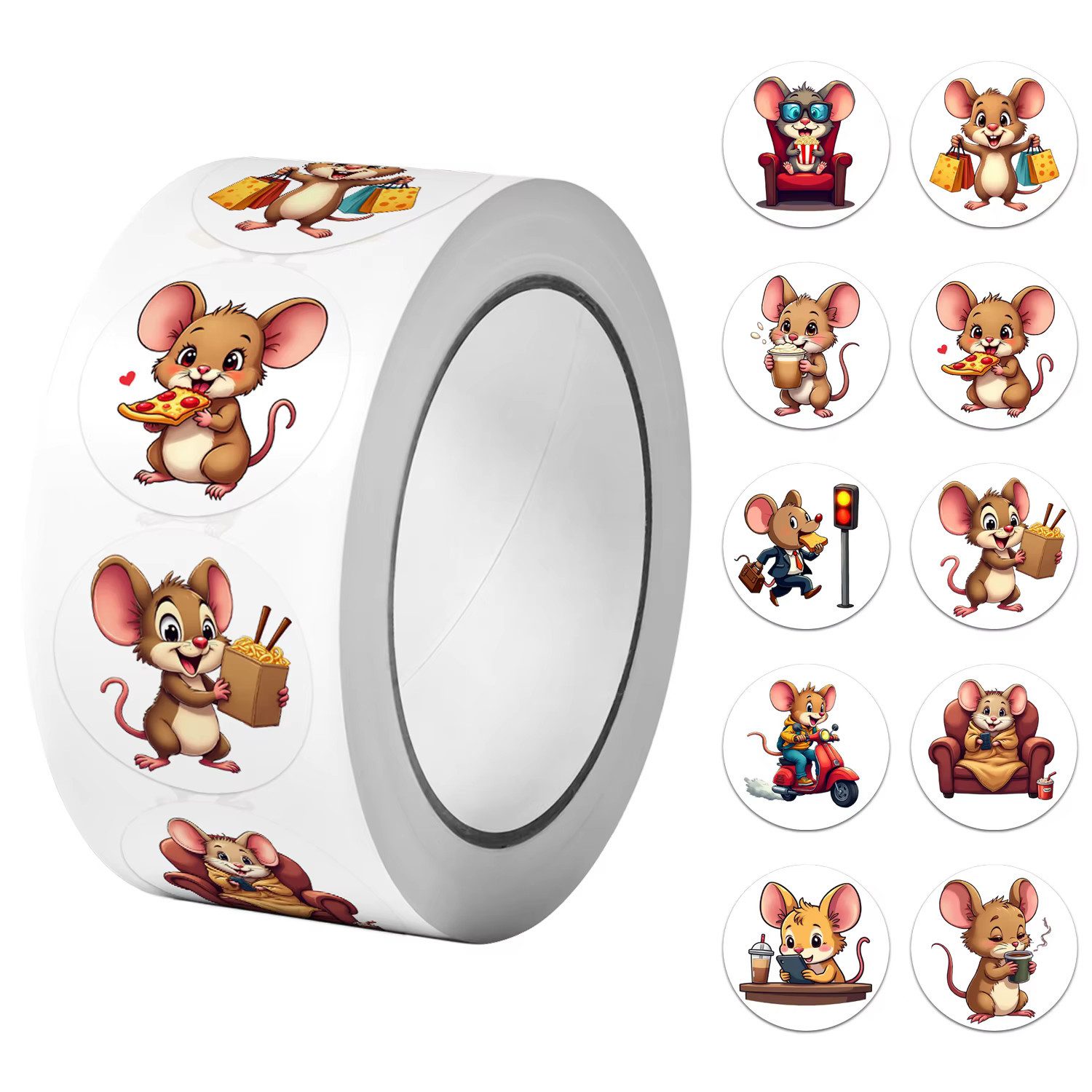Ware aus aller Welt Aufkleber 500 Aufkleber Mäuse Sticker für Kinder Bastelprojekte, (1tlg)