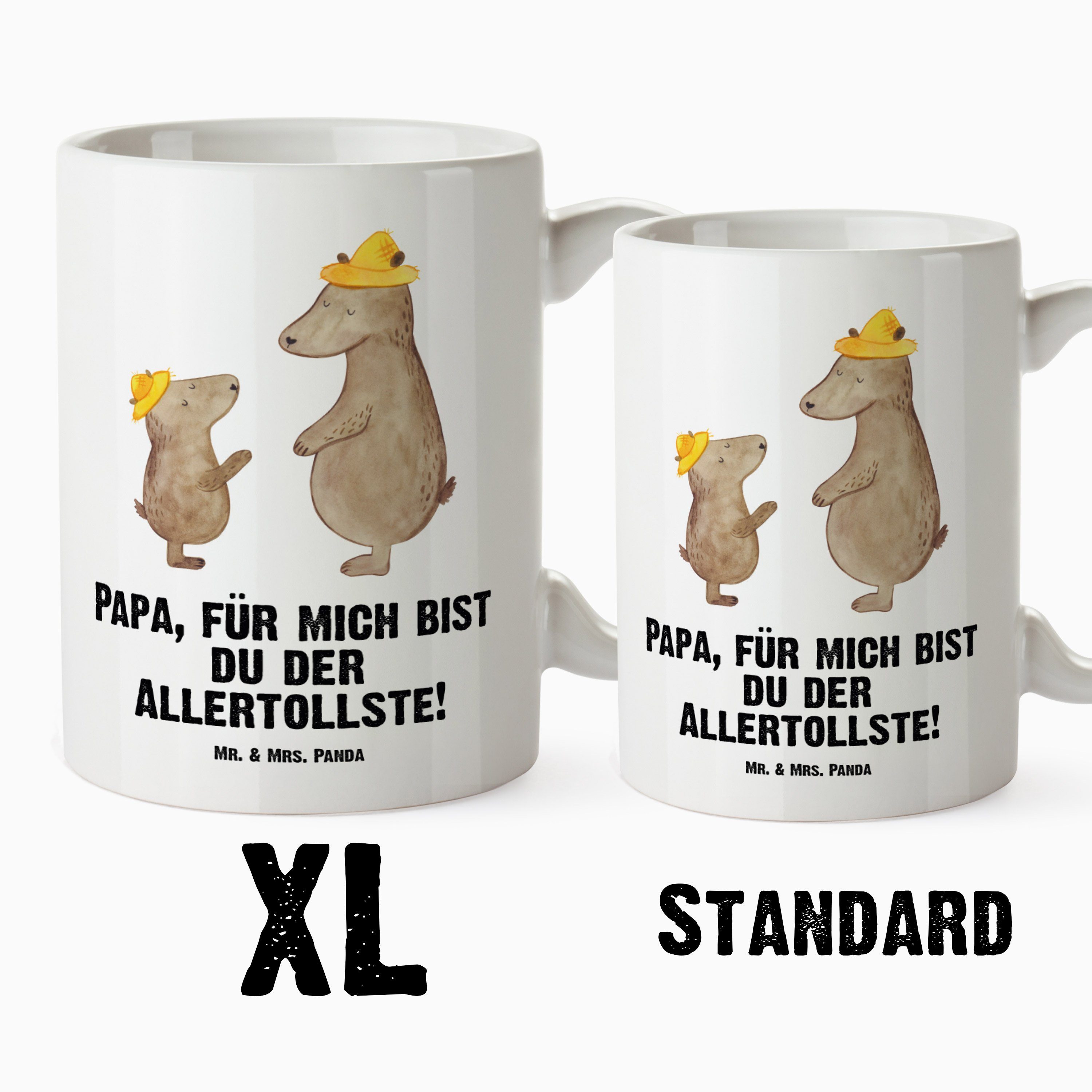 XL Keramik Tasse Bären Hut Tasse - Mrs. Teetasse, Fam, mit Geschenk, XL Panda Kaffeetasse, Grosse Weiß & - Mr.