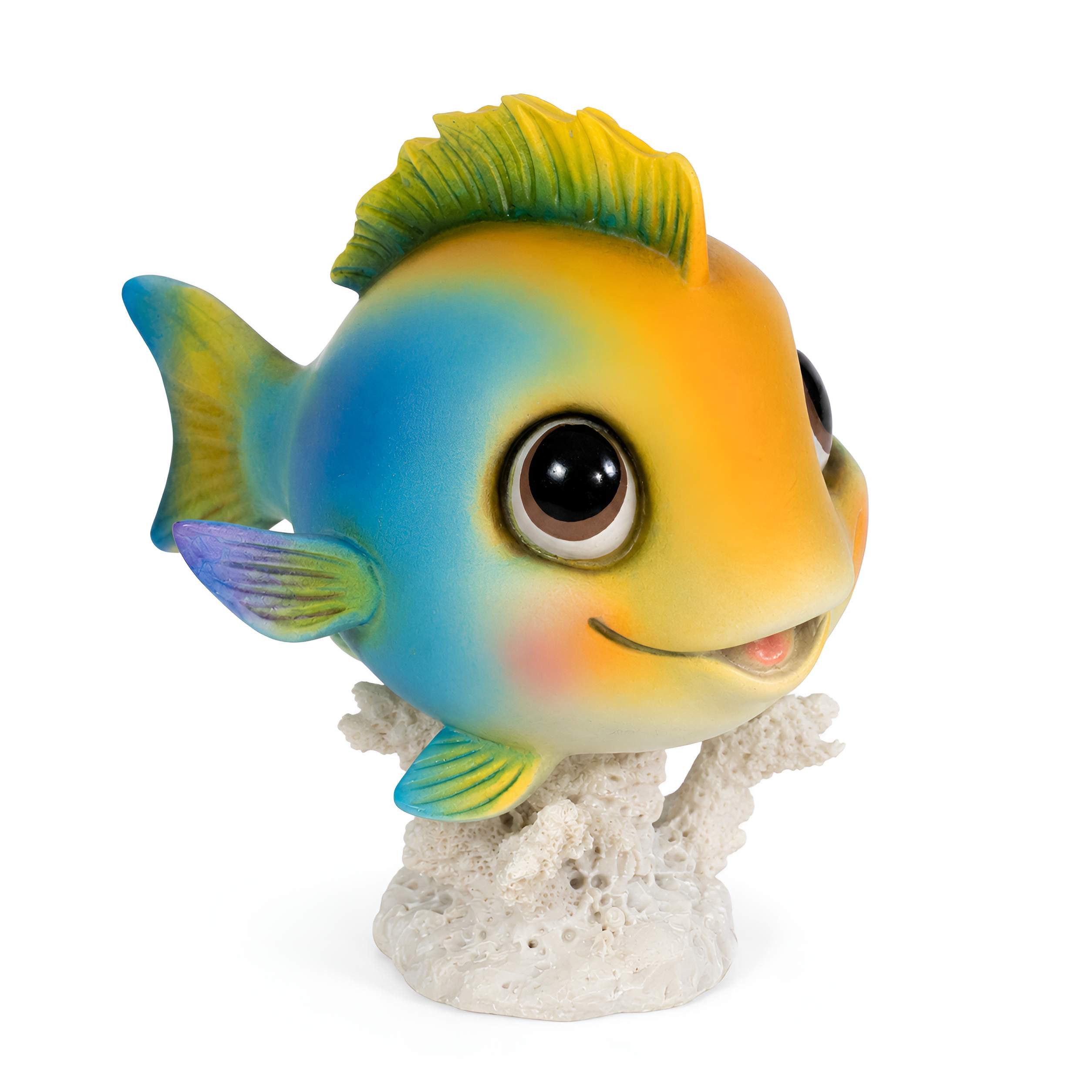 colourliving Tierfigur Fisch Deko-Figur glänzend (Blau & Orange) – Maritime Gartendeko (1 St), »Fisch« aus der colourliving GlossiBande