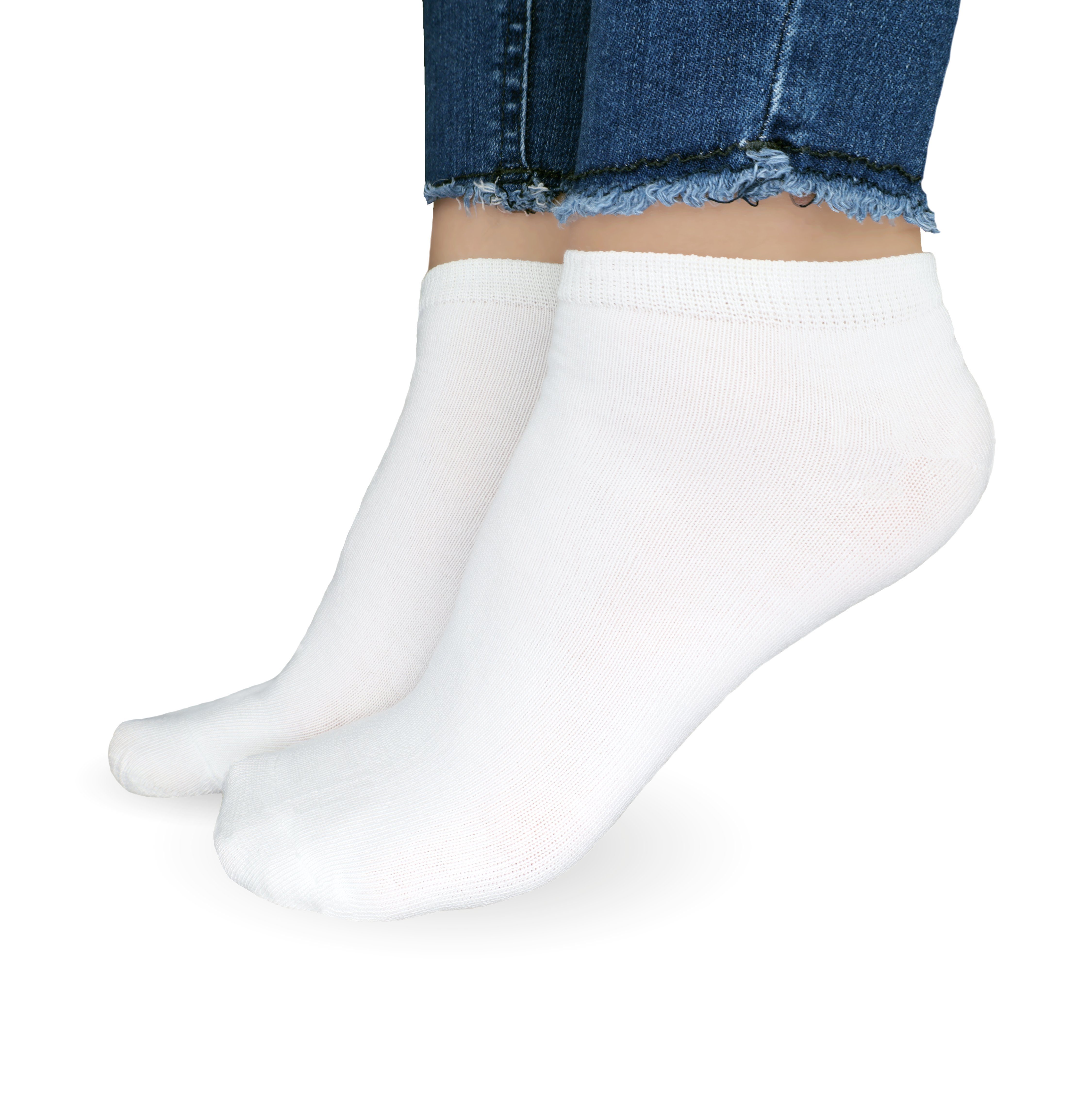 Damen 5-20 Sneaker Schwarz Baumwolle Unisex (Größen 35-46, SO.I aus Weiß & 10x Herren Freizeitsocken atmungsaktive Socken + Paar) 10x Socken