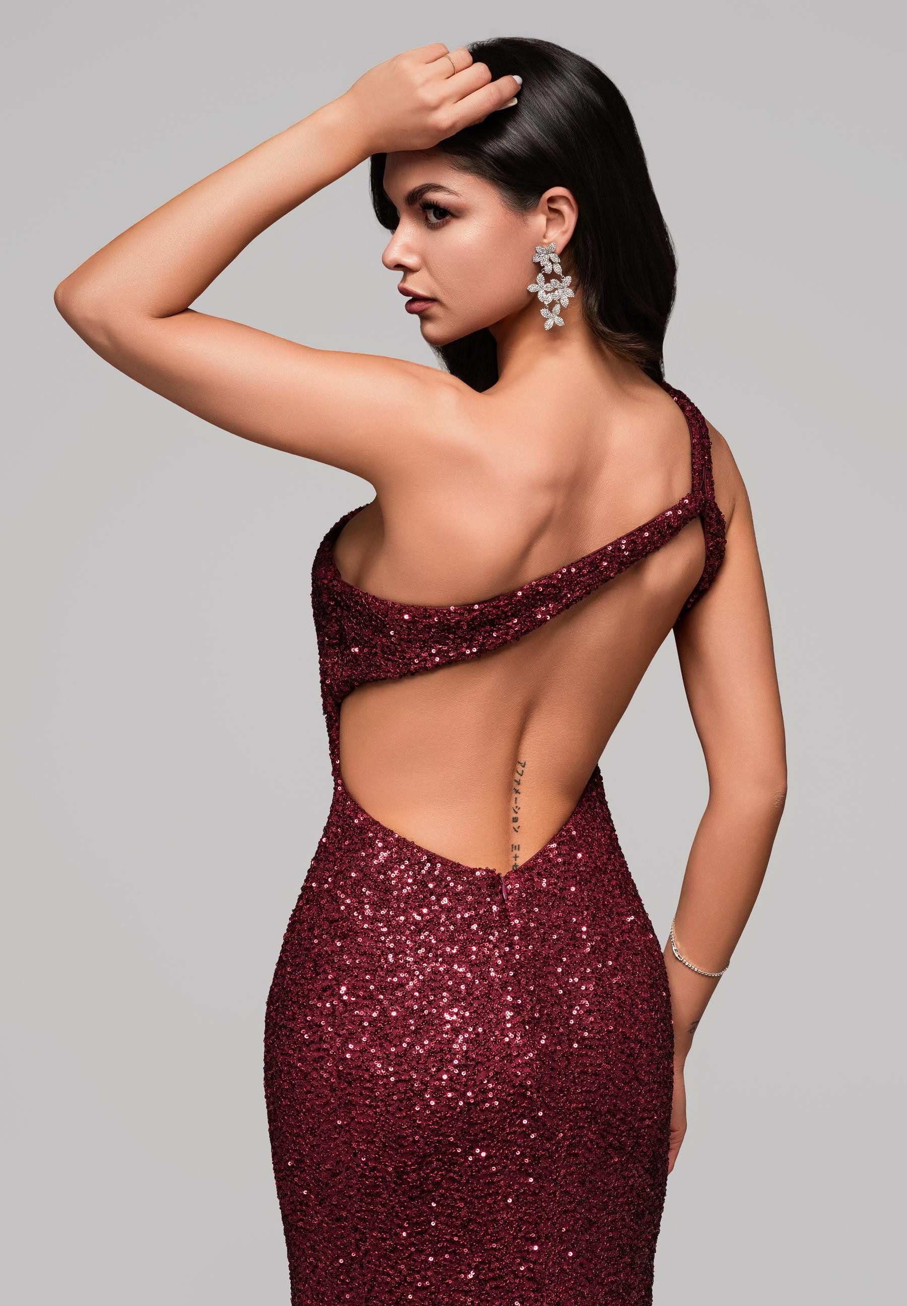 OMBRE Abendkleid Glamouröses One-Shoulder-Abendkleid mit Pailletten günstig online kaufen