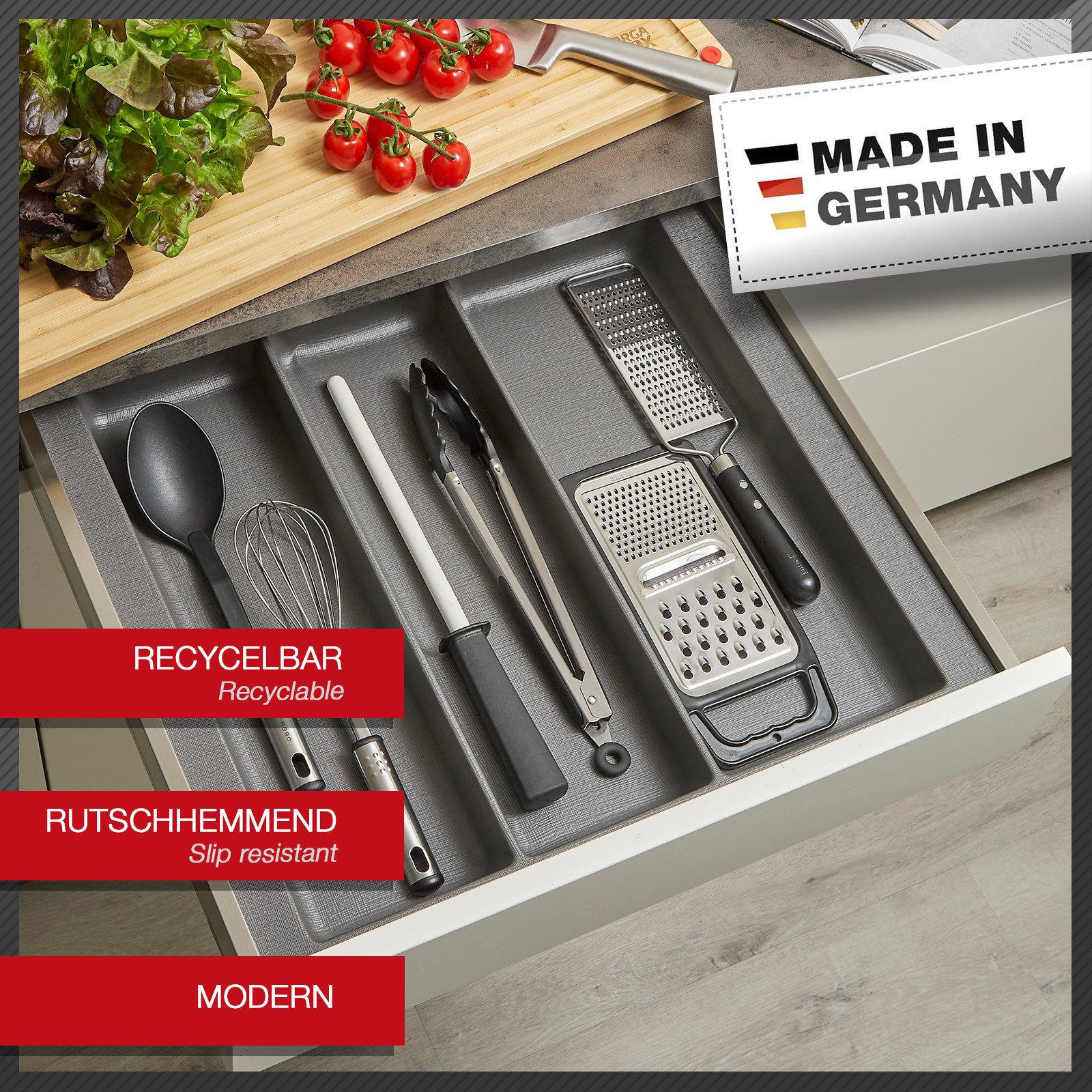 SO-TECH® Besteckeinsatz ORGA-BOX 9 Canvas-Struktur für Nobilia ab 01/2025, Mehrzweckeinsatz passend für 60er Korpus – Bild 2 von 5