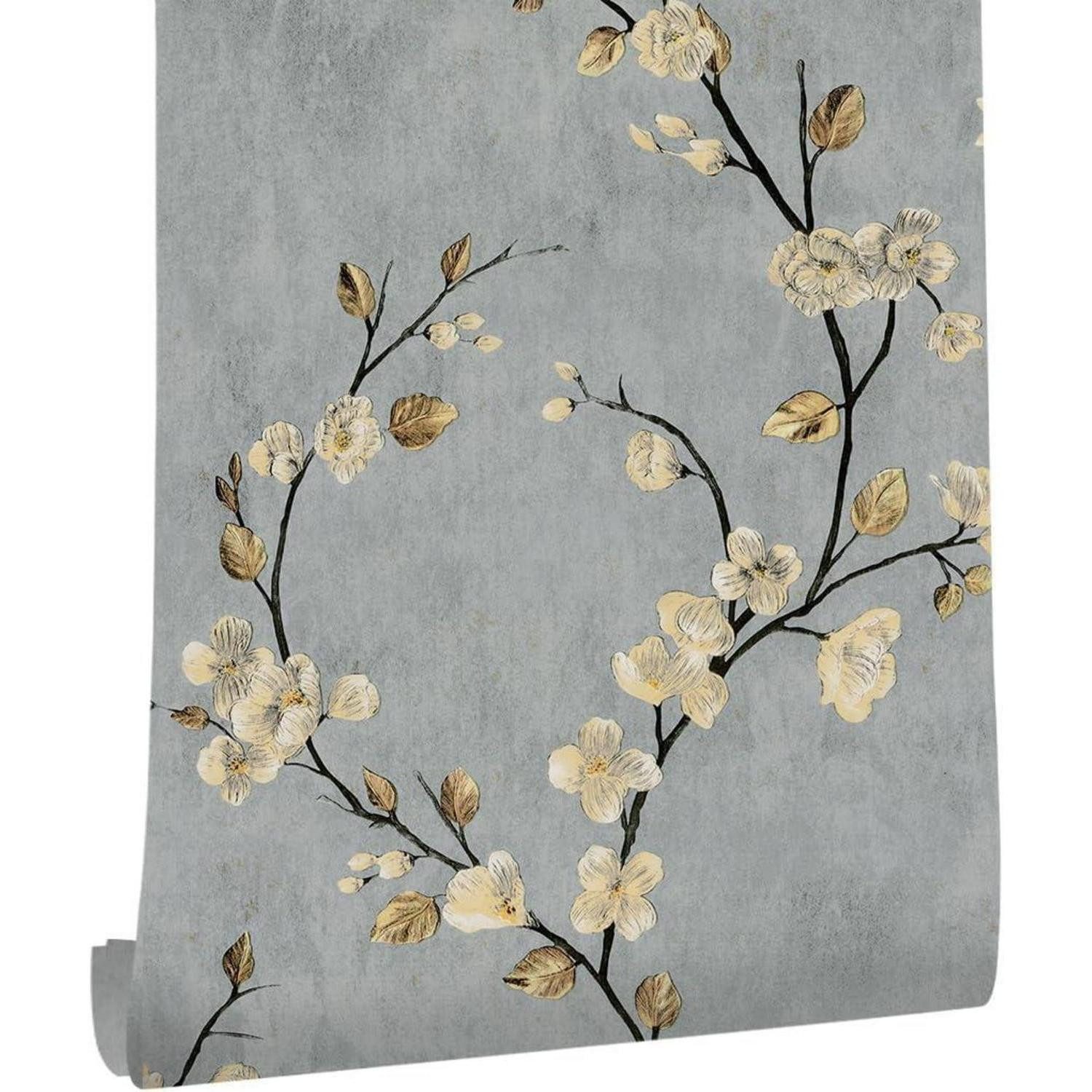 LuxusKollektion Fototapete Fototapete Blumen Vintage 44x300cm Wohnzimmer Blume A 0.4W x 3L m