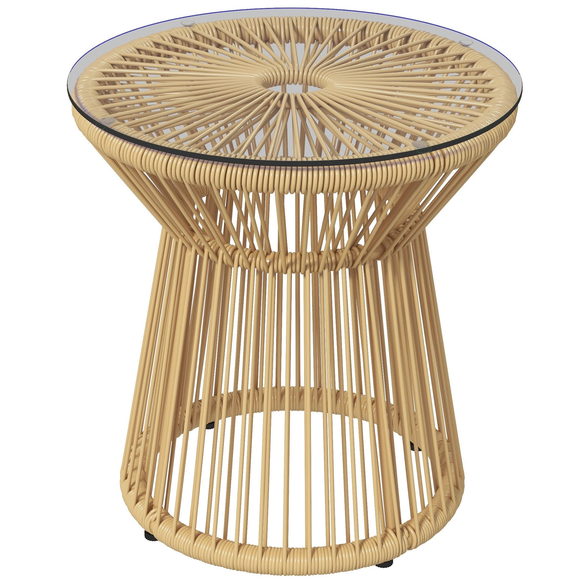 MC Star Gartentisch Outdoor-Beistelltisch Gartentisch Rattan-Beistelltisch. (Glasplatte. PE-Rattan. 40 cm x 40 cm x 42 cm Beige)