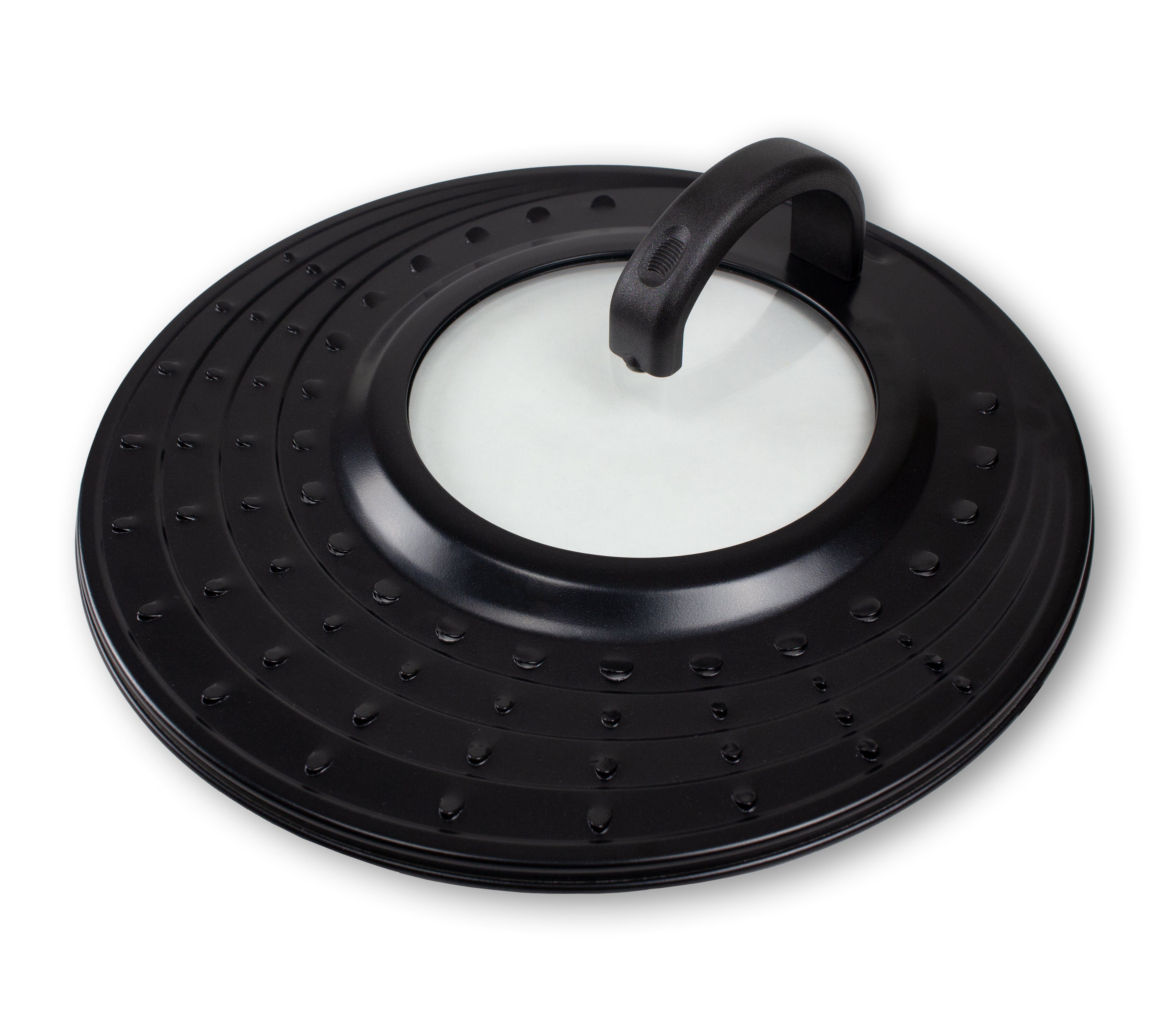 LindenBerg Spritzschutzdeckel Spritzschutzdeckel für Pfannen Ø 20-30cm aus Metall u. Glas, Anthrazit, (Pfanndendeckel, Pfannendeckel), ideal für Pfannen