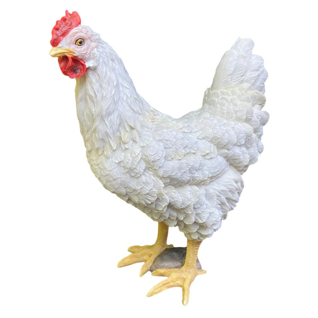 Aspinaworld Gartenfigur Stehende weiße Huhn Figur 32 cm, Figur für den Garten
