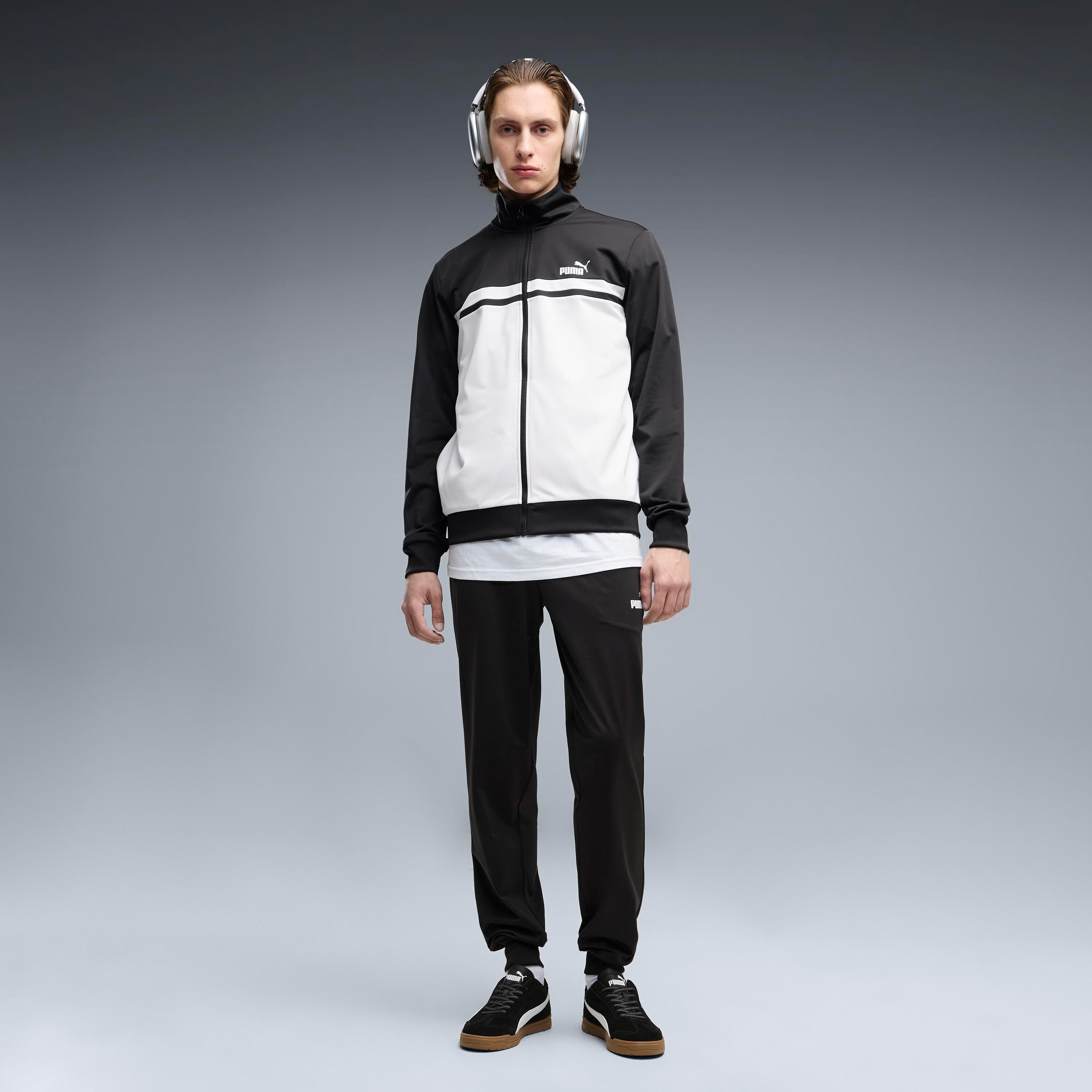 PUMA Trainingsanzug POLY COLORBLOCK SUIT (2-tlg), zweiteiliges Set, mit Reißverschluss am Oberteil, aus Polyester