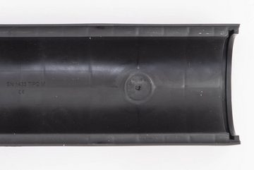 Xanie Regenrinne 2x1m Mufle Kunststoffrinne schwarz mit Stegrost verzinkt Ablauf vertikal Bodenrinne Regenablaufrinne, 8-St., Länge auf örtliche Gegebenheiten anpassbar