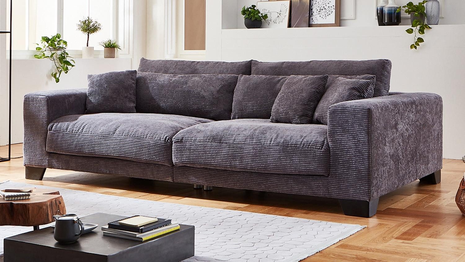 Iwaniccy Sofa Bigsofa Play Megasofa Sofa Cord grau inkl. Kissen 286 cm