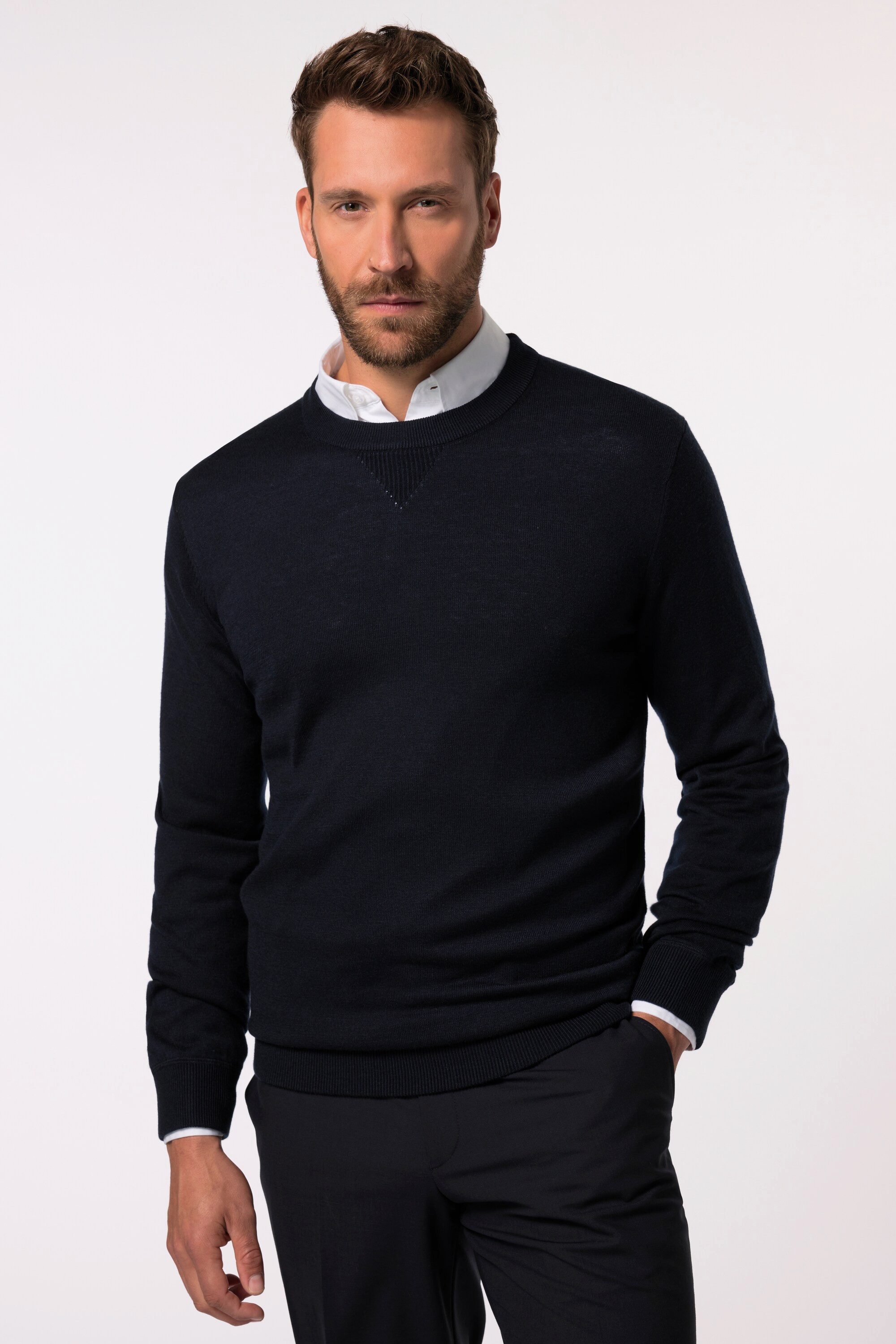 Rundhalspullover Pullover FLEXNAMIC® Merino-Mix
