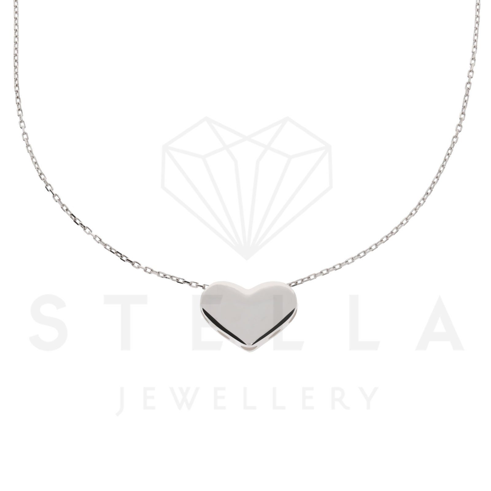 Collier Damen Kette mit Herz Anhänger 585er Weißgold