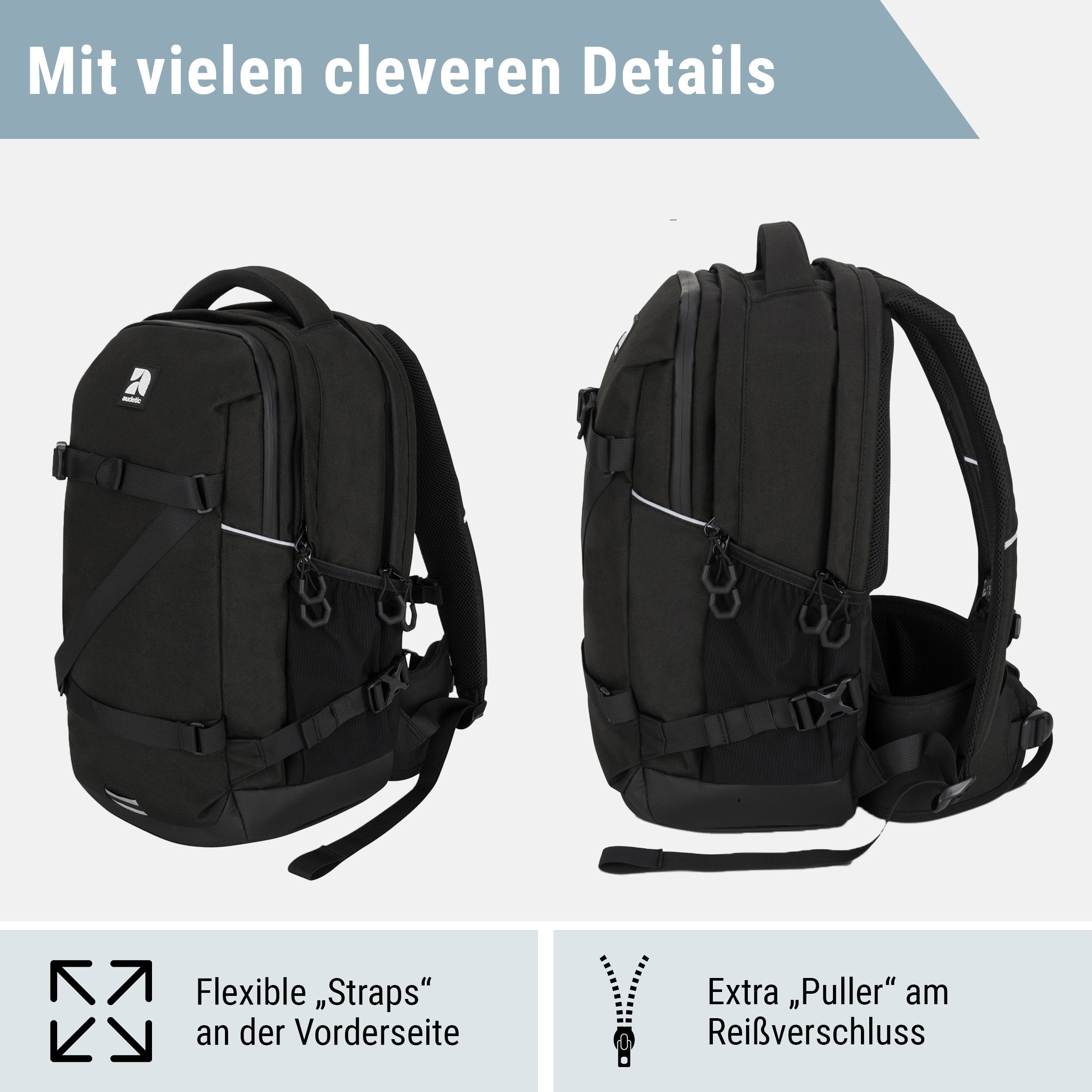 audetic Schulrucksack Cosmo Rucksack Schule Mädchen Jungen Teenager (1-tlg), Ergonomisch, Gepolstert, Wasserabweisend – Bild 5 von 5