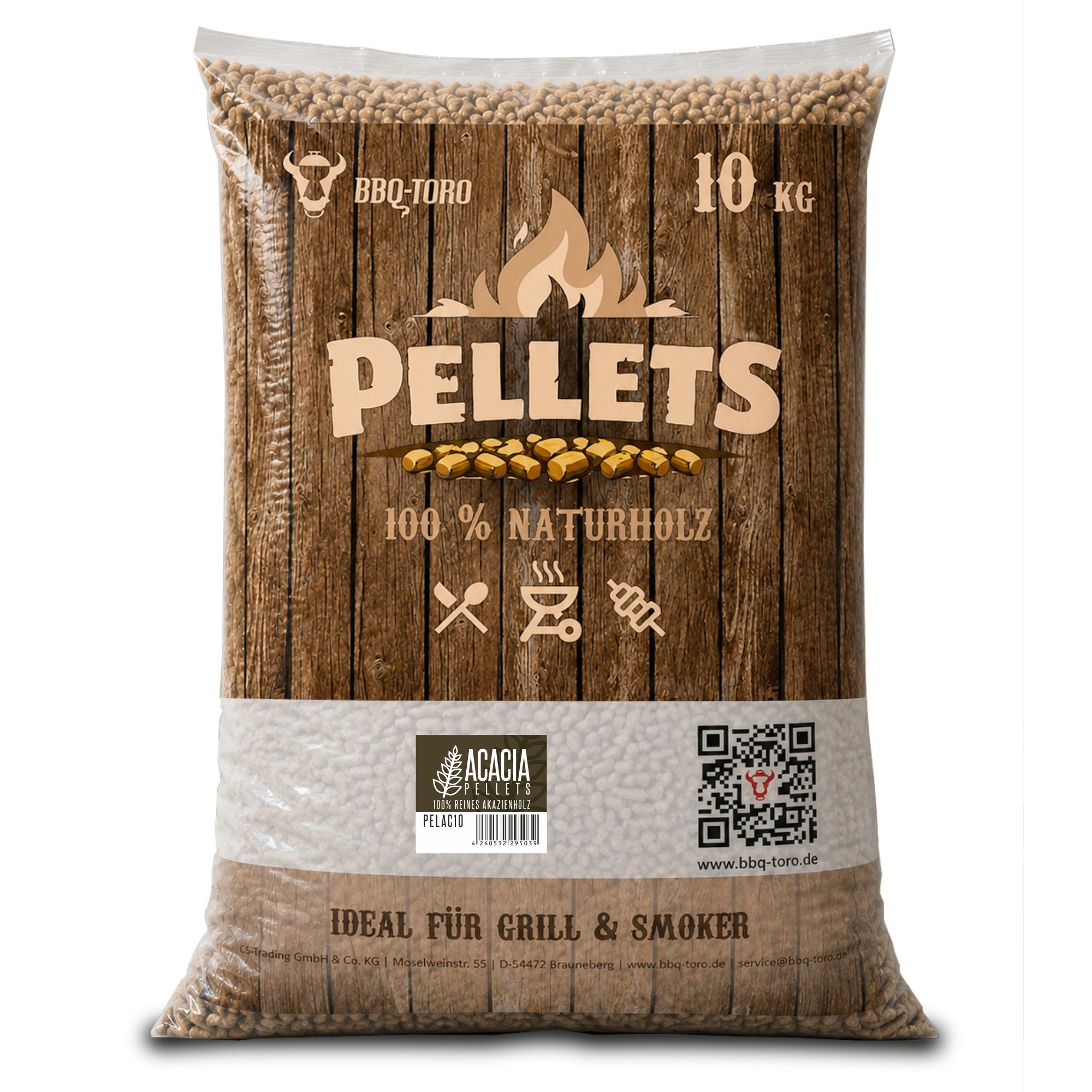 BBQ-Toro Holzpellets Acacia Pellets aus 100% Akazienholz, 10 kg, Grillpellets, Akazienpelle, 10.00 kg