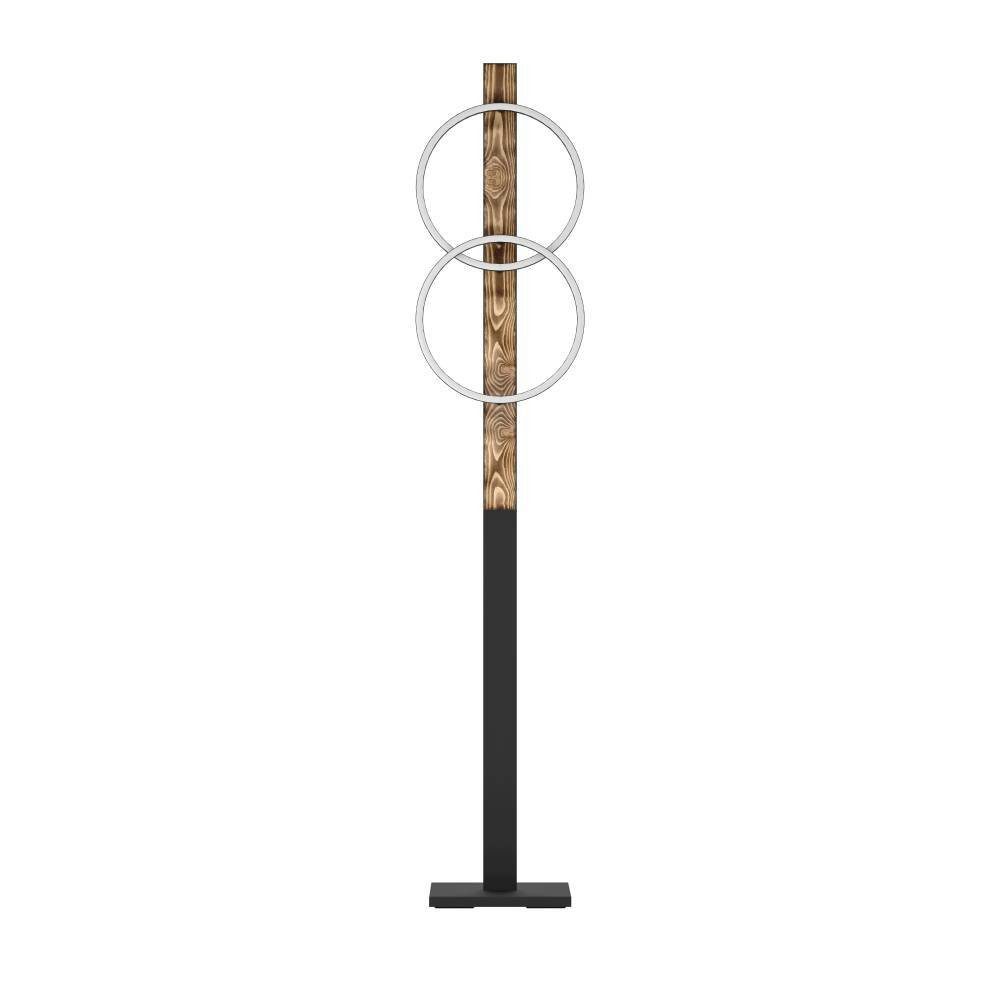 EGLO Stehlampe BOYAL, LED fest integriert, Warmweiß, Standleuchte, geflammtes Holz, schwarzes Metall, Stehleuchte, 150cm