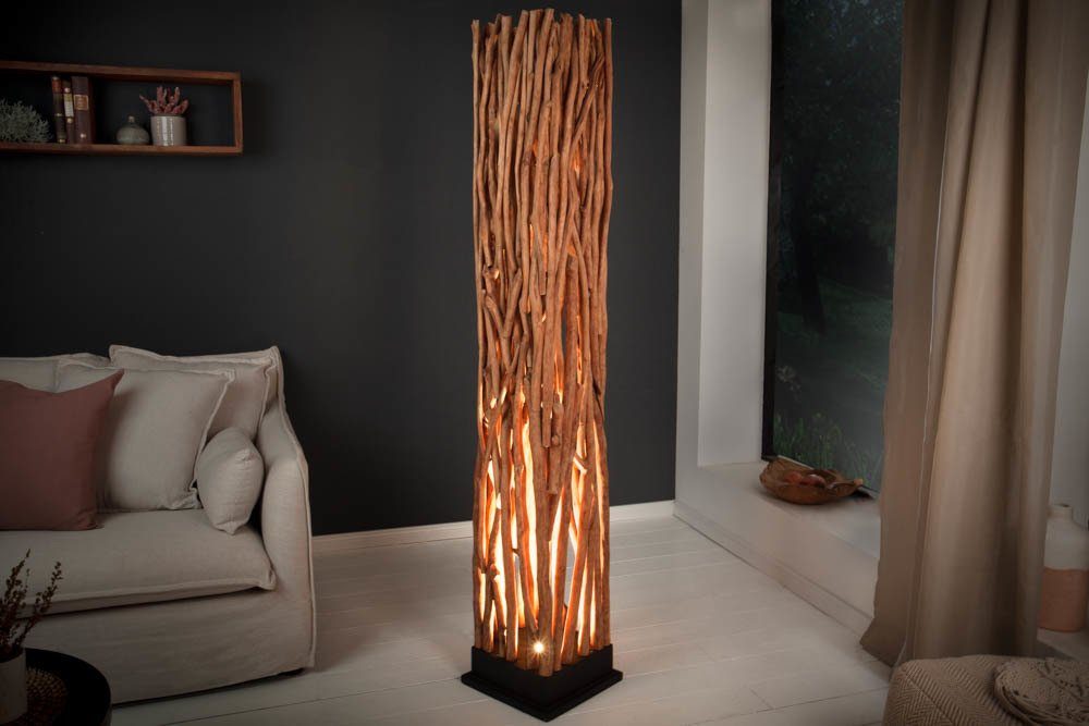 riess-ambiente Stehlampe NATURE ART 173cm natur / schwarz, Ein-/Ausschalter, LED wechselbar, Wohnzimmer · Massivholz · Handarbeit · Maritim