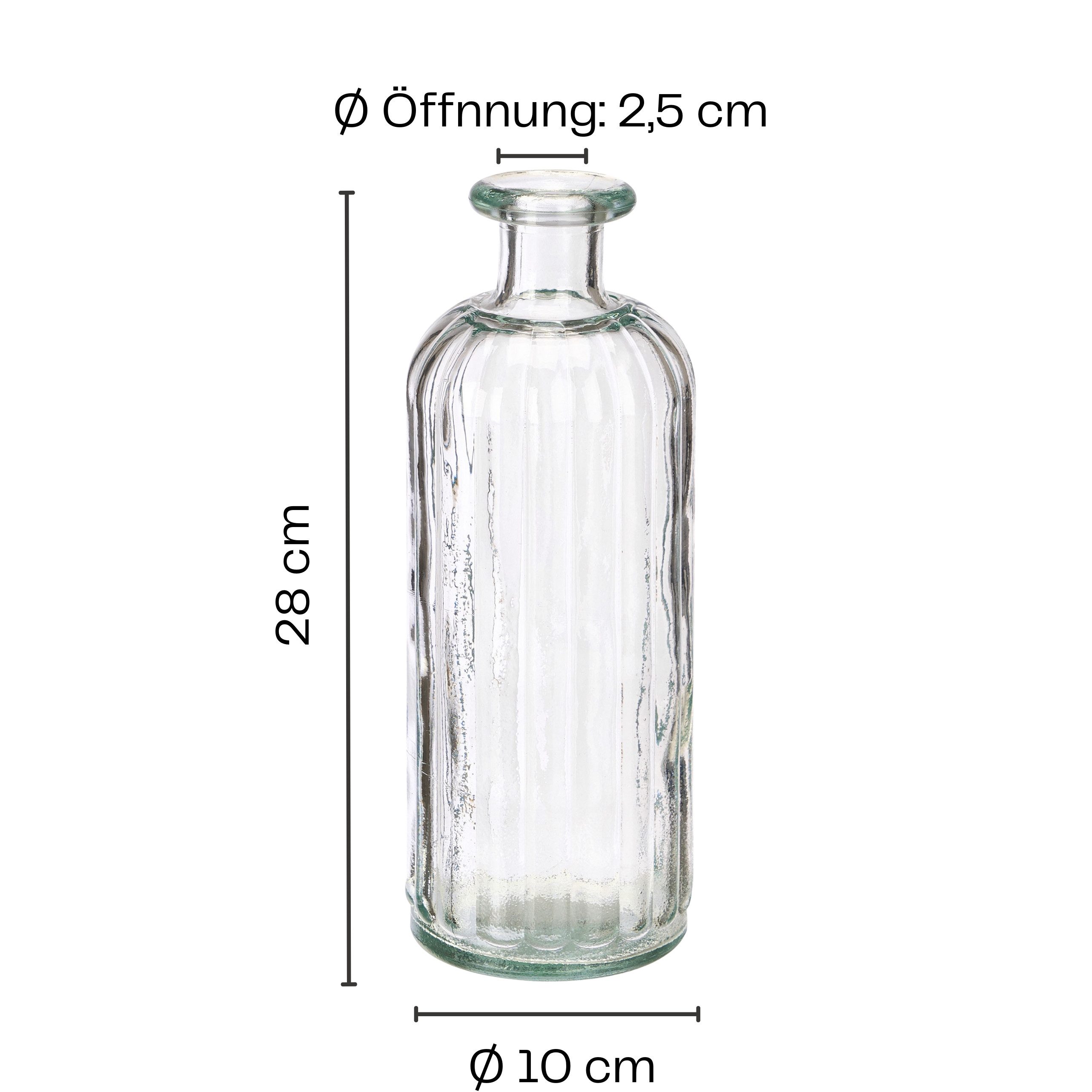 Annastore Tischvase 6er Set Glasvasen, Blumenvase, Vintage-Stil, für Tischdeko Hochzeit (6 St), H 28 cm