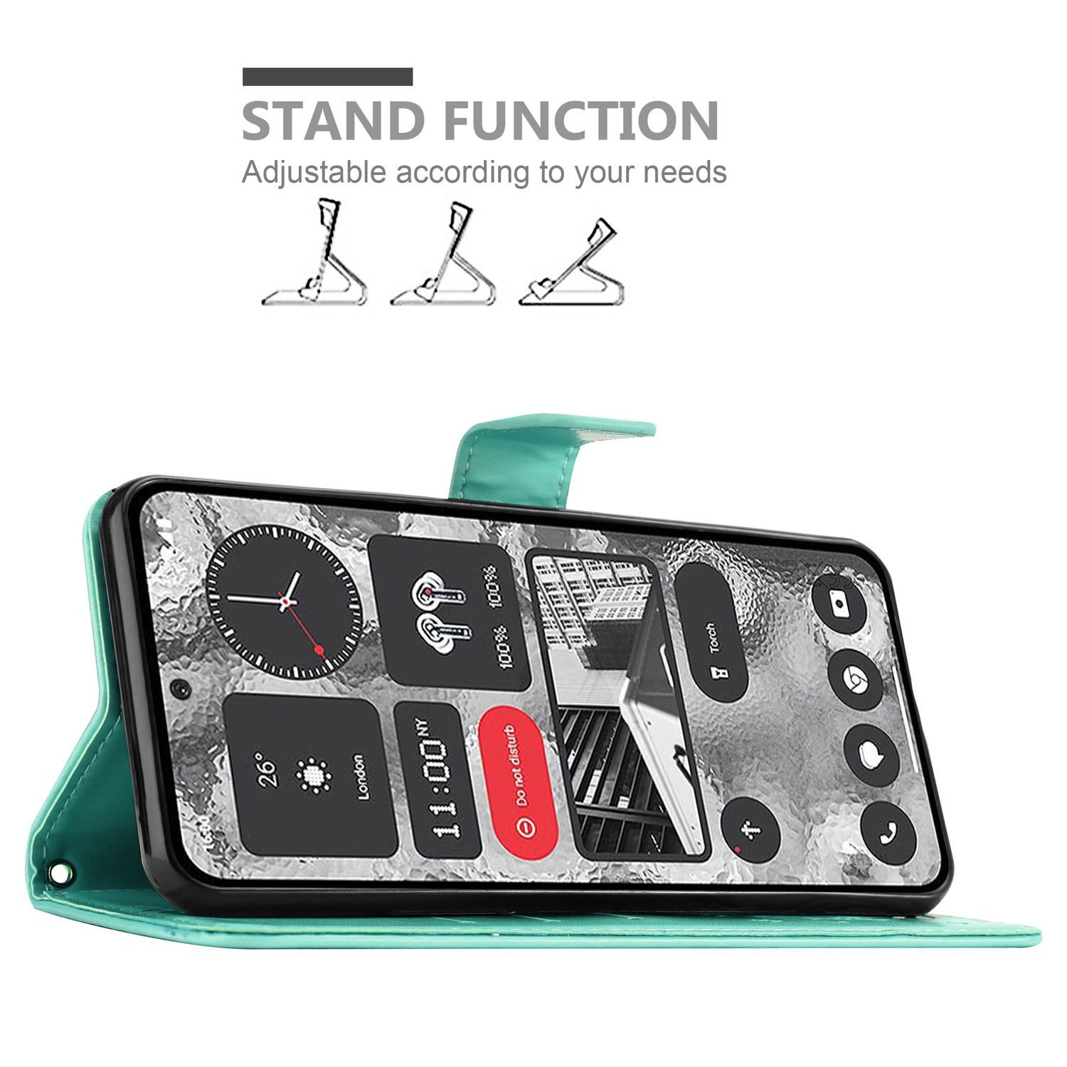 Cadorabo Handyhülle für Nothing 2 Hülle Nothing 2, Hülle Schutzhülle Blumen Flower mit Standfunktion Kartenfach Magnet