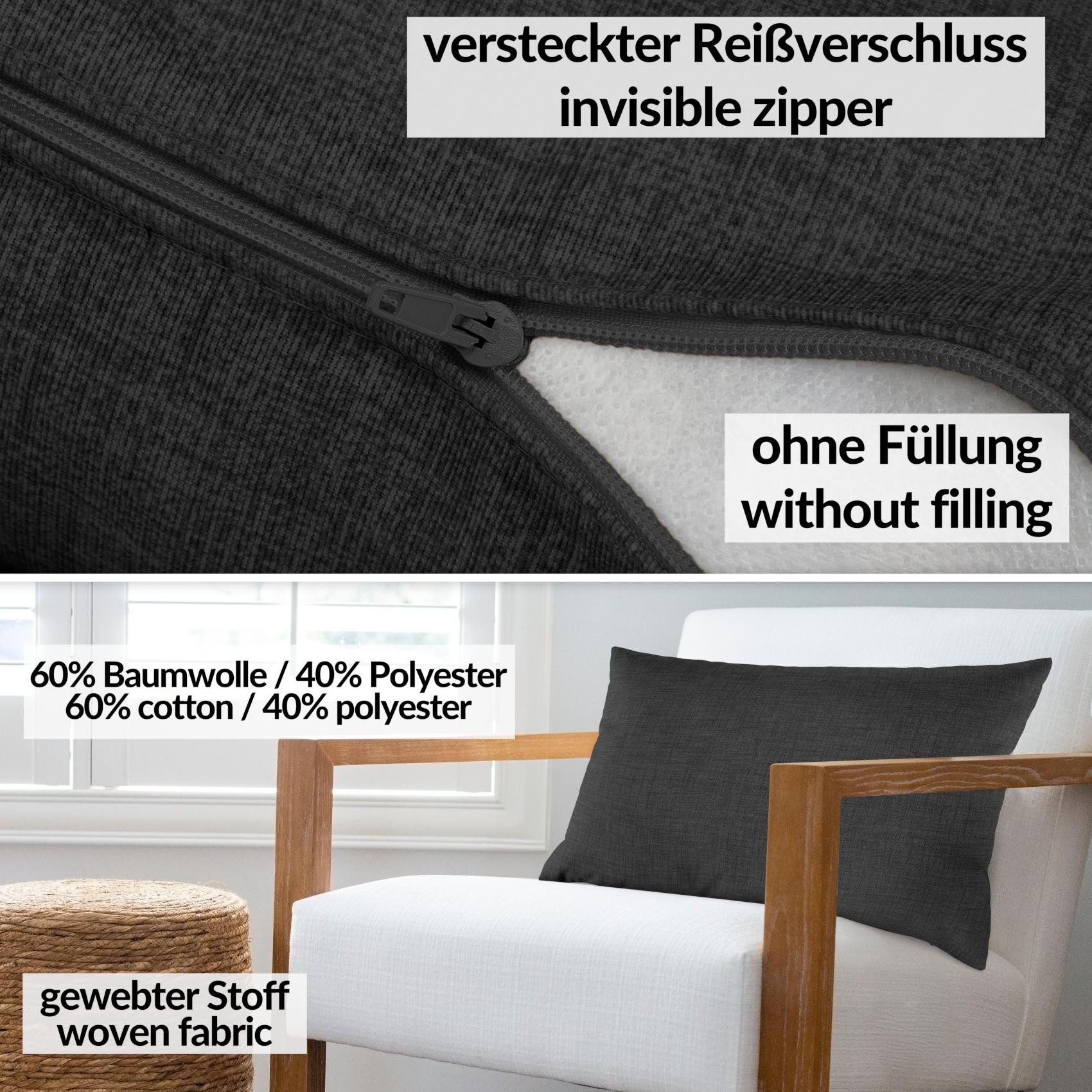 ANRO Dekokissen MrJack Kissenbezug Leinenoptik Deko Kissen Uni, Kissenhülle 30x50cm ohne Füllung Anthrazitschwarz