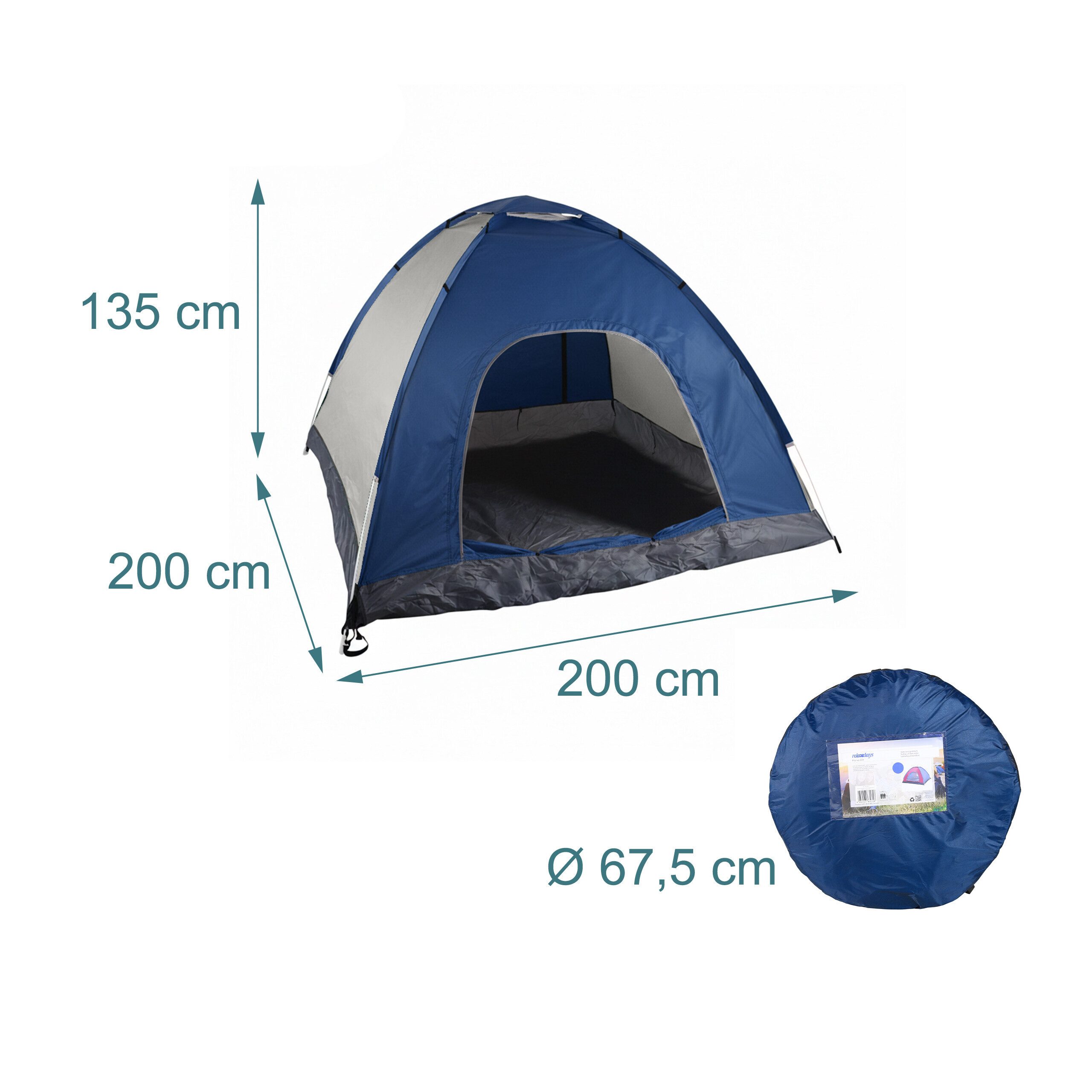 relaxdays Wurfzelt Pop Up Zelt Strand, Personen: 3 (1 tlg), anthrazit-blau – Bild 4 von 5