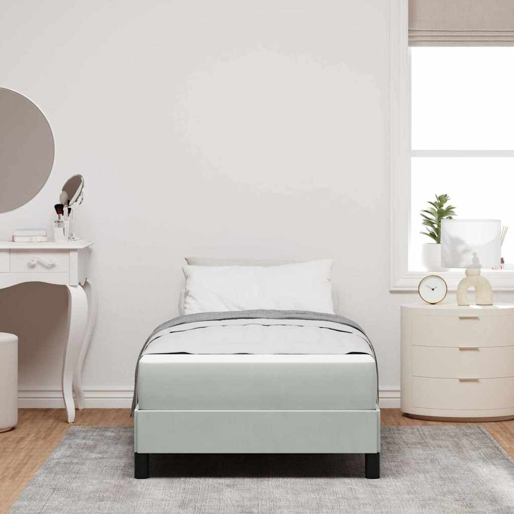 vidaXL Bett Boxspringbett mit Matratze Hellgrau 90 x 200 cm Stoff (1-tlg)