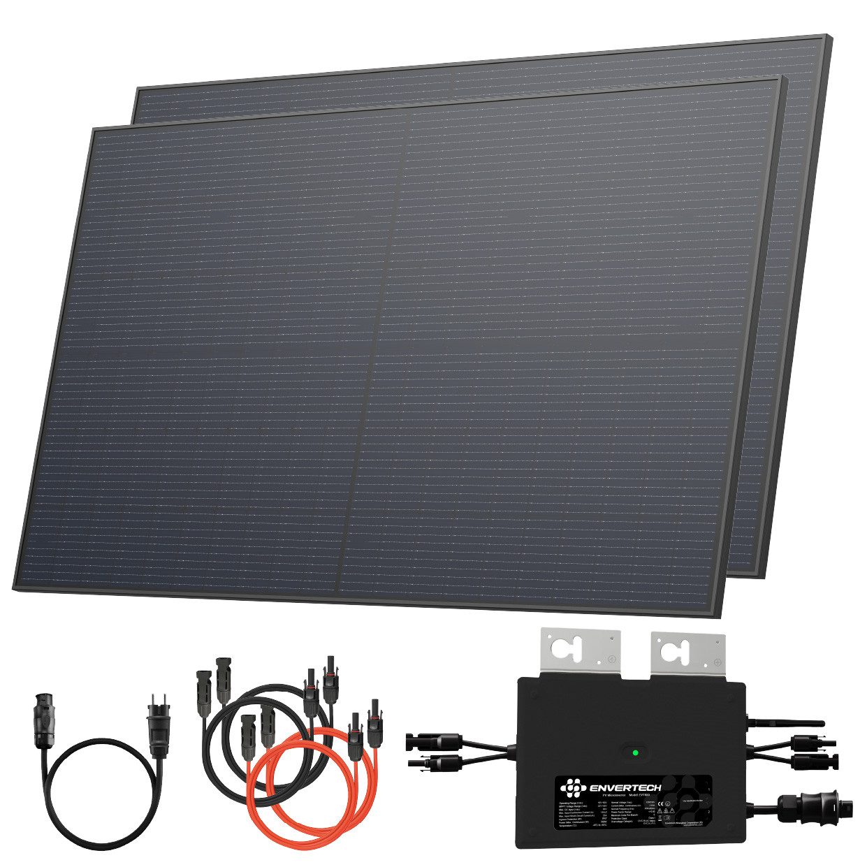 Solarway Balkonkraftwerk 1000W Komplettset Envertech 800 Watt Solaranlage Steckdose, 1000 W, Monokristallin, (Solaranlage Komplettset Premium - Solarmodule), IP67 Plug&Play Jahrelange Garantie