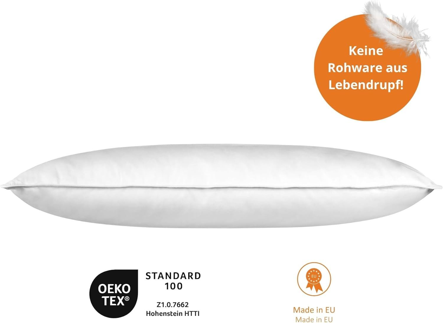 sleepling Federkissen, Füllung: Daunen- und Federn, Bezug: 100% Baumwolle, Seitenschläfer, Rückenschläfer, Bauchschläfer, einzeln oder als Set