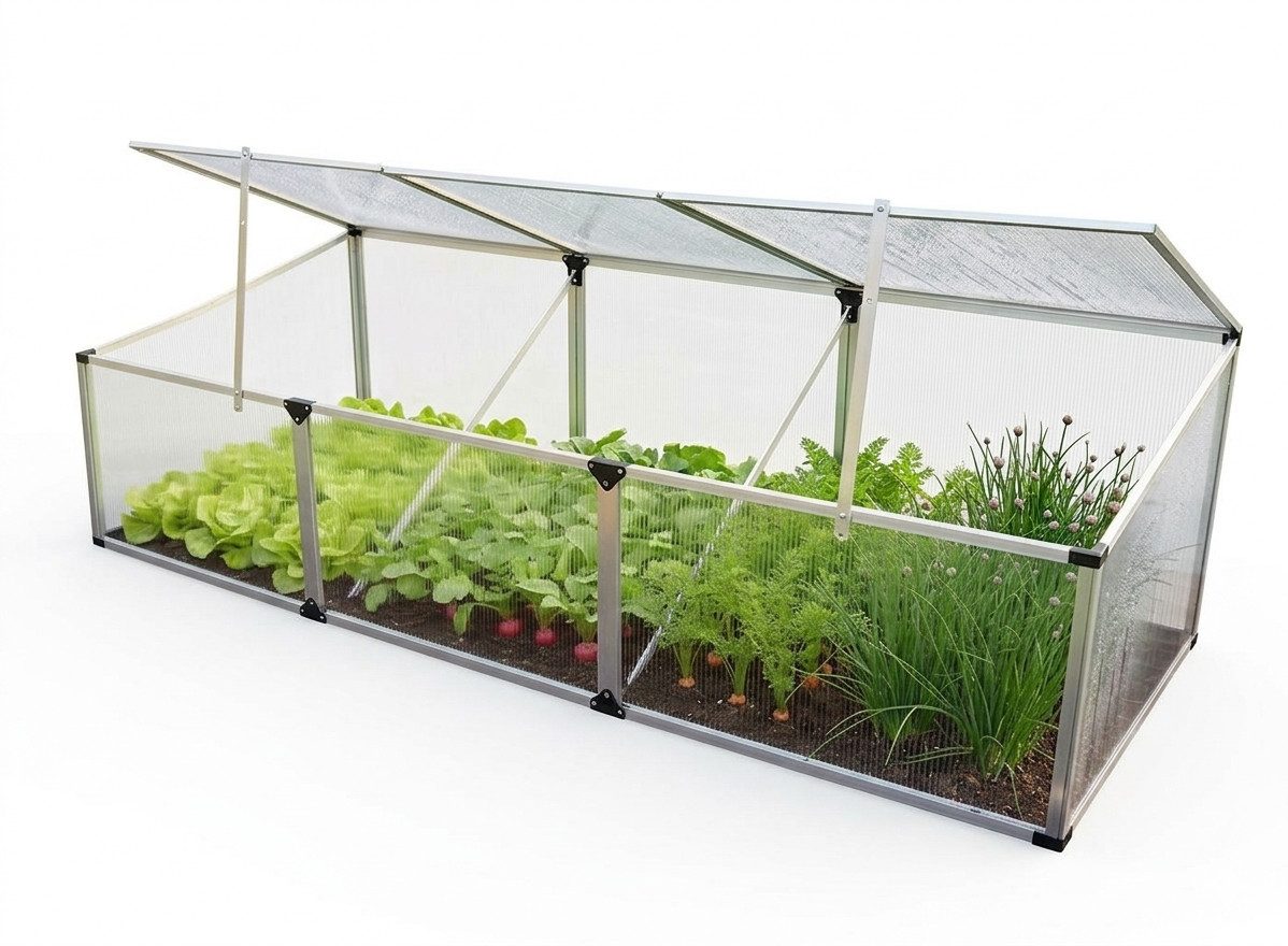 BruKa Frühbeet 180 cm GROWBOX XL Aluminium Gewächshaus Frühbeetkasten Treibhaus