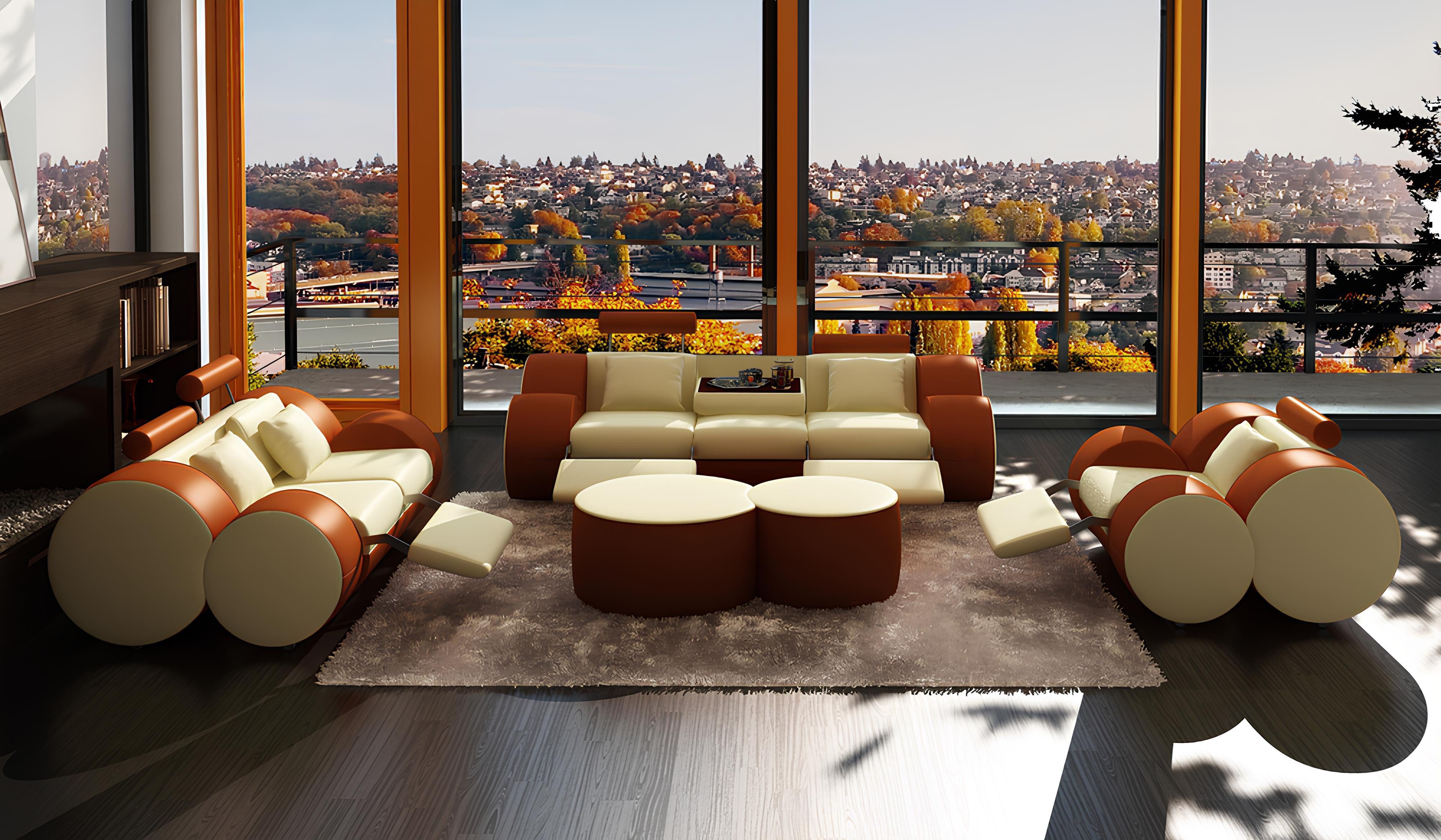Xlmoebel Polstergarnitur Ledersofa mit Design-Polsterung und hohem Sitzkomfort, (3-tlg., Sofa 3089), Hergestellt in Europa