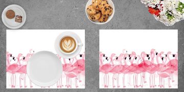 Platzset, Tischset, Platzset abwaschbar - Tropische Flamingos - 4 Stück aus erstklassigem Vinyl (Kunststoff) 40 x 30 cm, Tischsetmacher, (4-St)