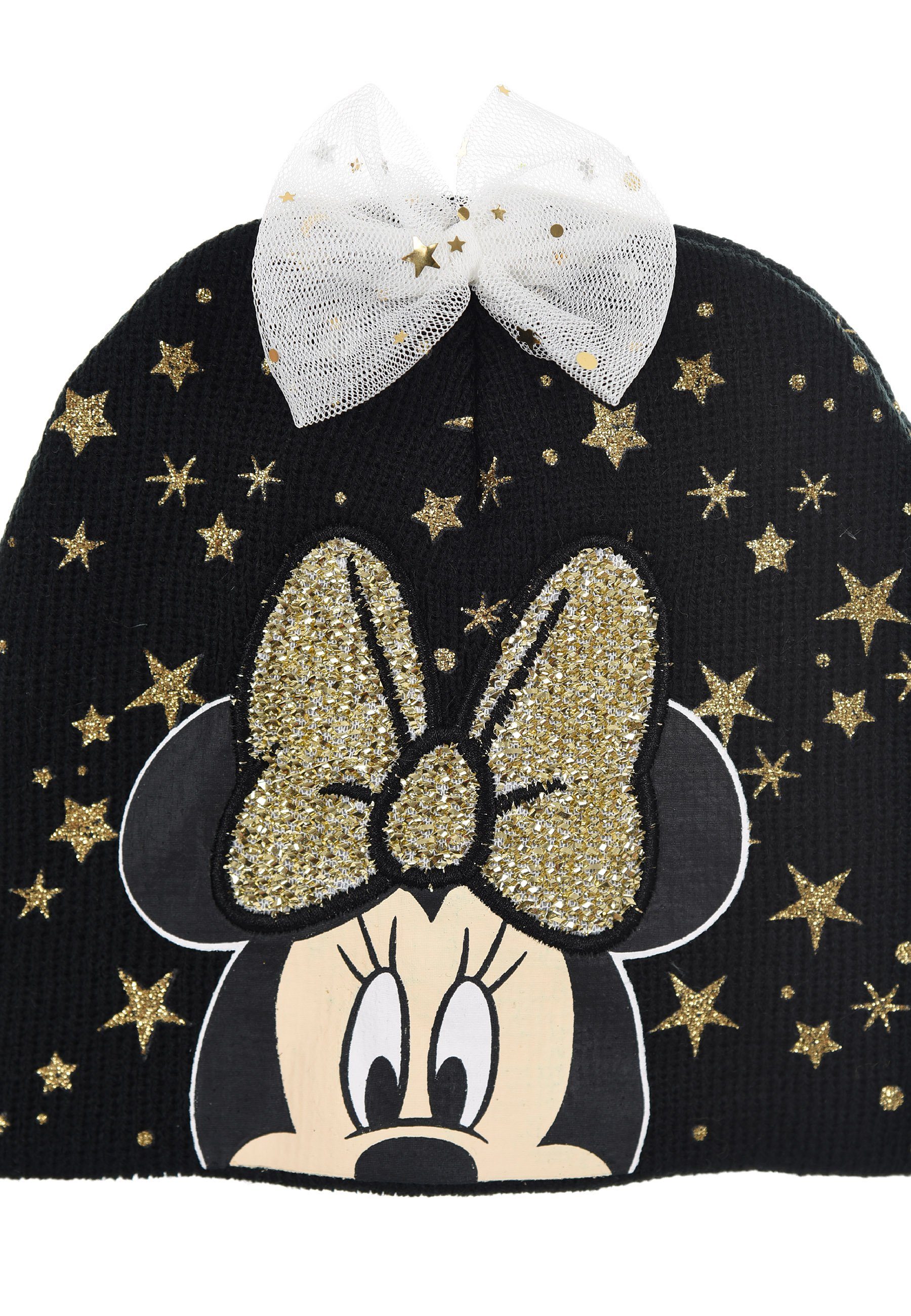 Disney Winter-Mütze Schwarz Mouse Strick Beanie Mütze Mädchen Minnie Baby