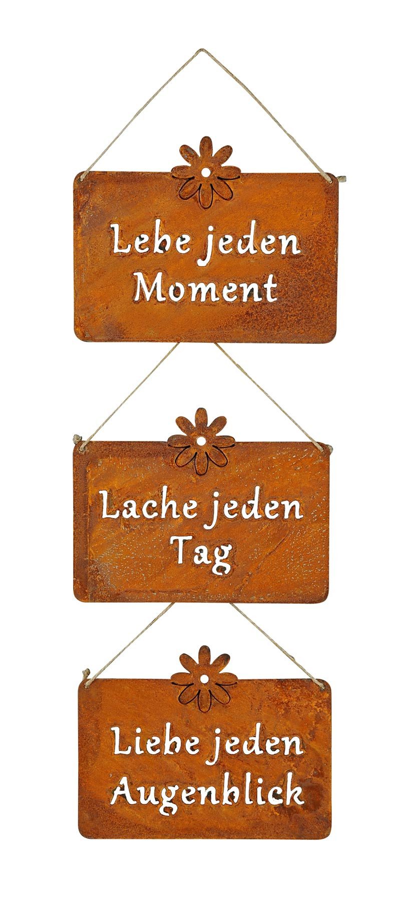 Levandeo® Wandbild, 3er Set Wandbilder Sprüche 25x19cm Schilder Rostdeko Lebe Liebe Lache
