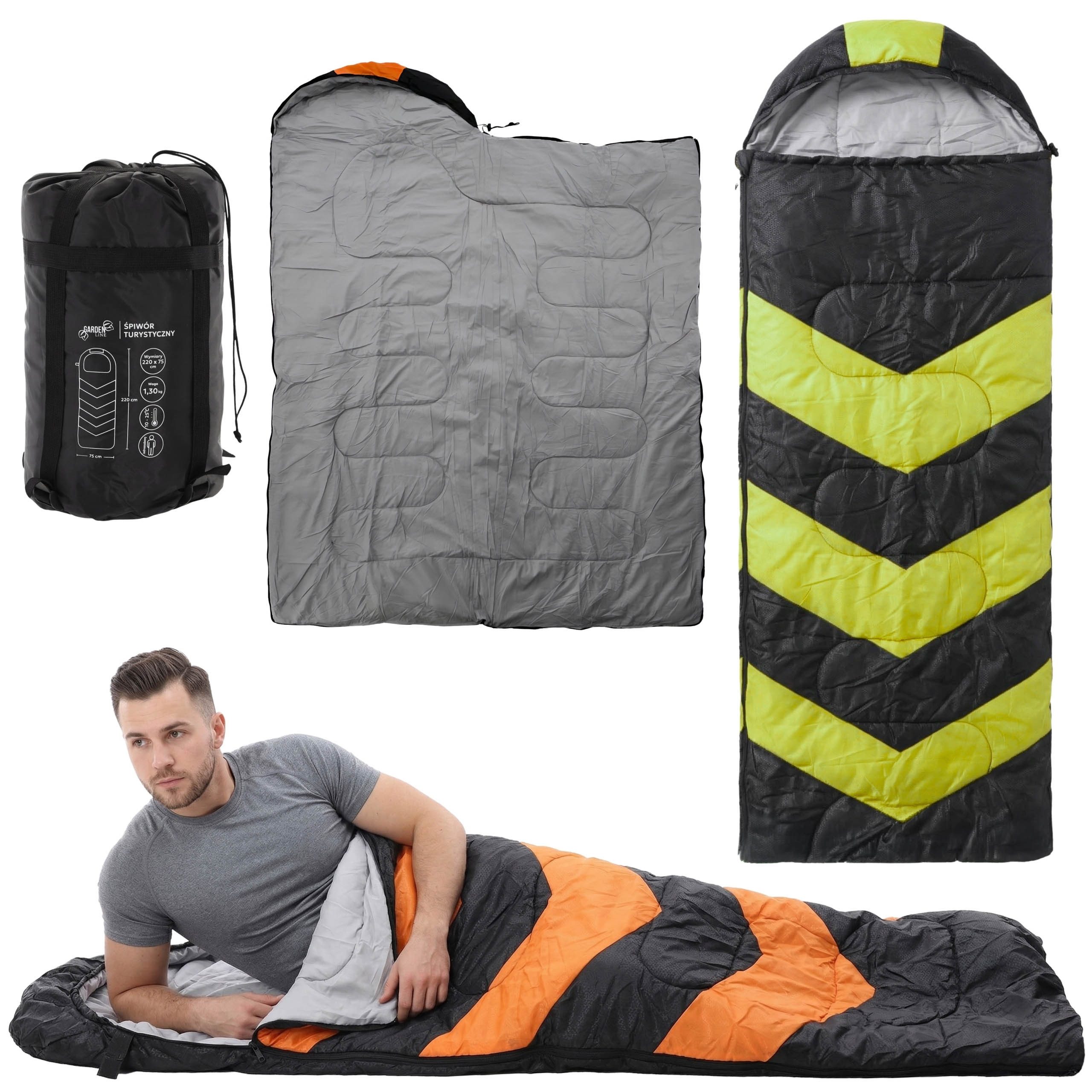 Sarcia.eu Trekkingschlafsack Wasserdichter Wanderschlafsack 220 x 75 cm, mit Kapuze
