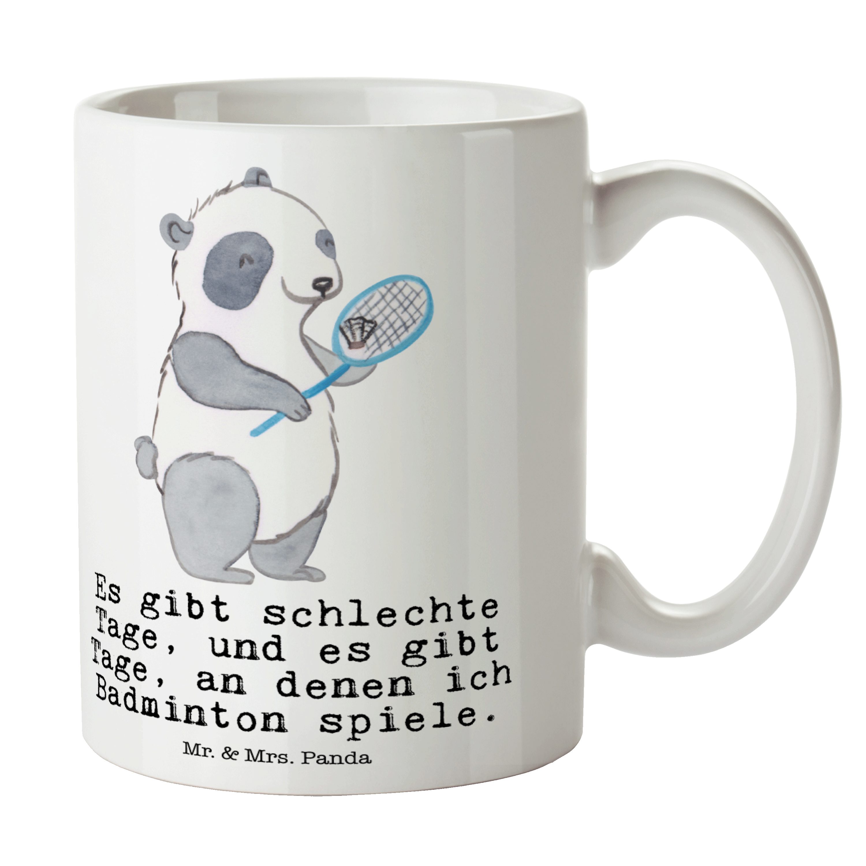 Geschenk, Tasse, Keramik Panda - Porzellantasse, Panda Mr. Badminton Tasse - & Tage Weiß Sport, Mrs.