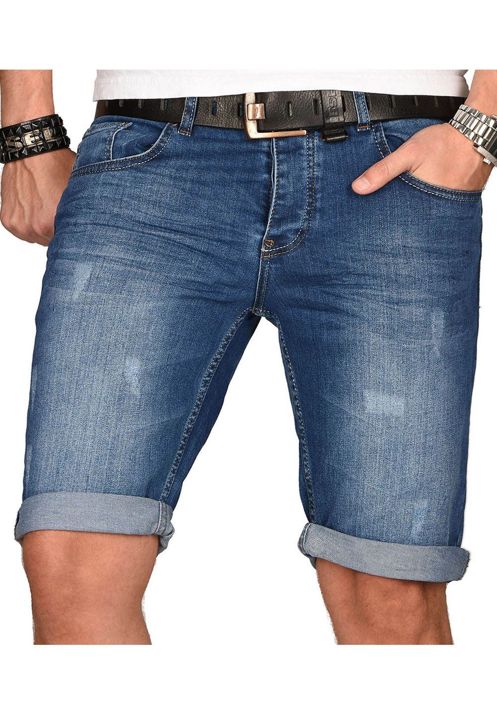 Shorts Herren Jeans – Used Look Stretch Denim Sommer