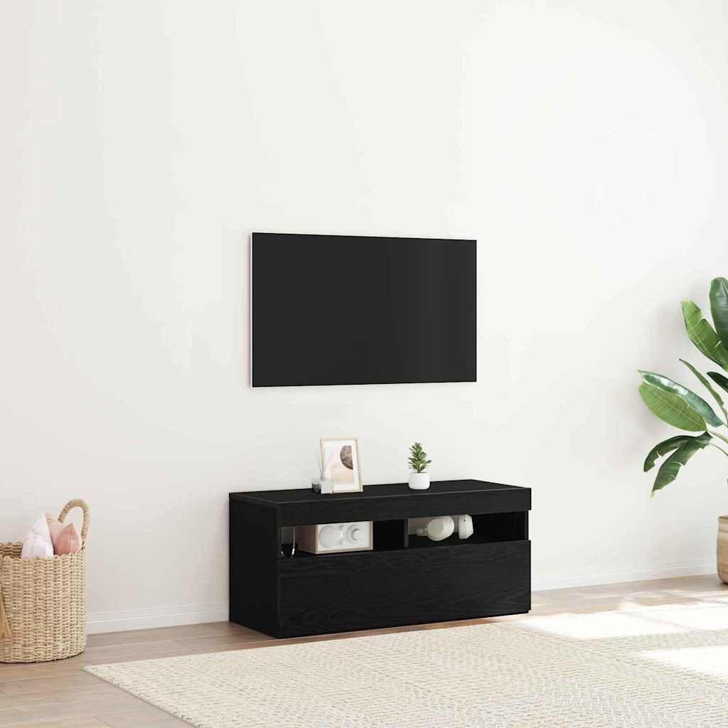 vidaXL TV-Schrank TV-Schränk 90 x 35 x 40 cm Schwarz Eichen-Optik Holzwerkstoff (1-St)